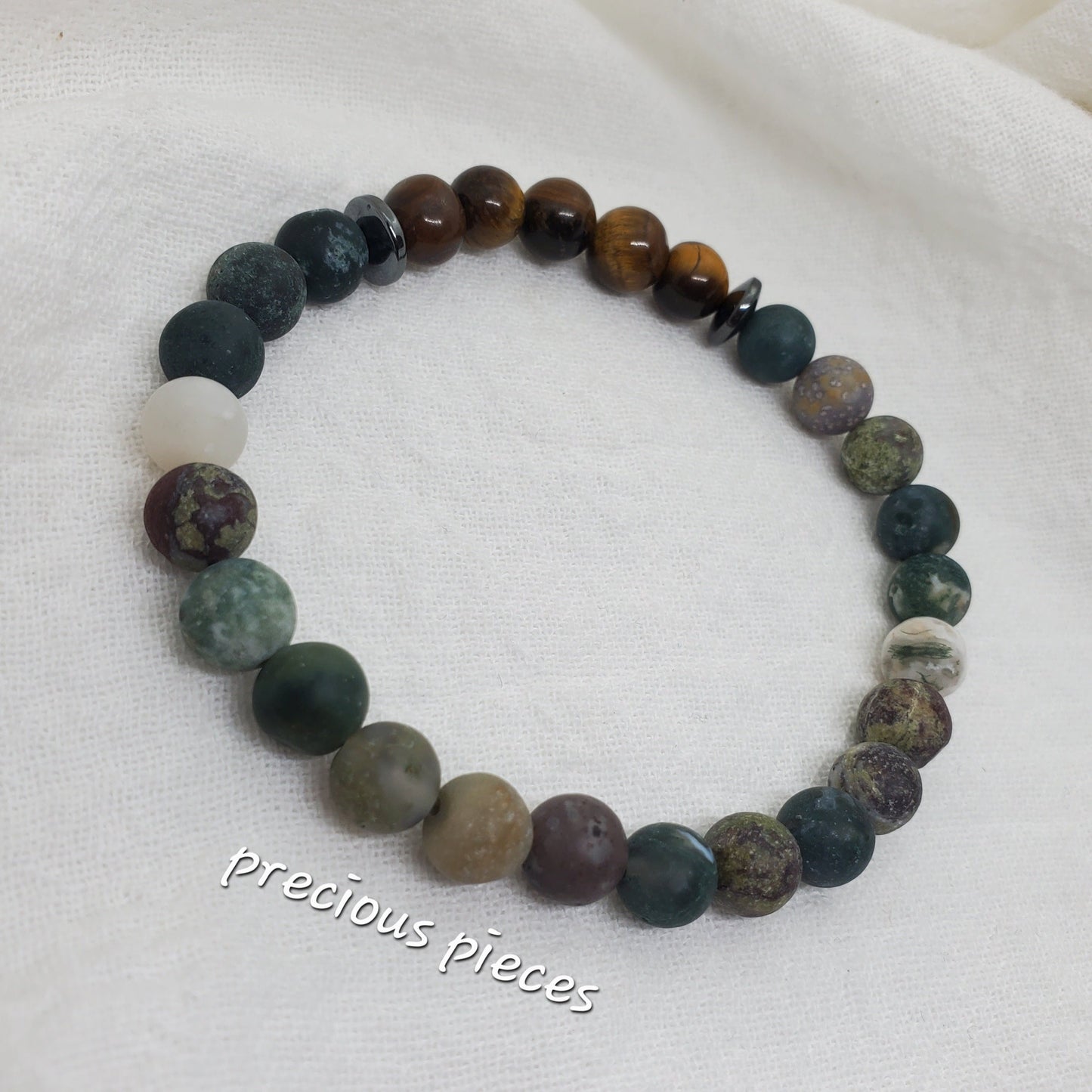 Men's Tiger Eye and Dragon Blood Stone Beaded Bracelet