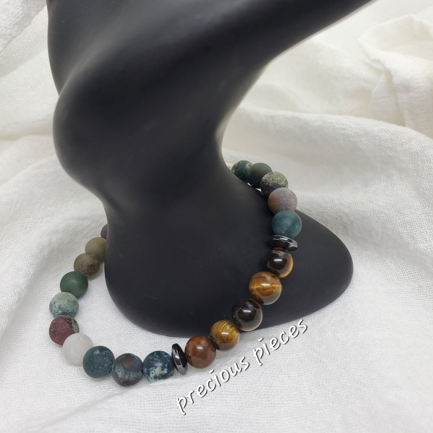 Men's Tiger Eye and Dragon Blood Stone Beaded Bracelet