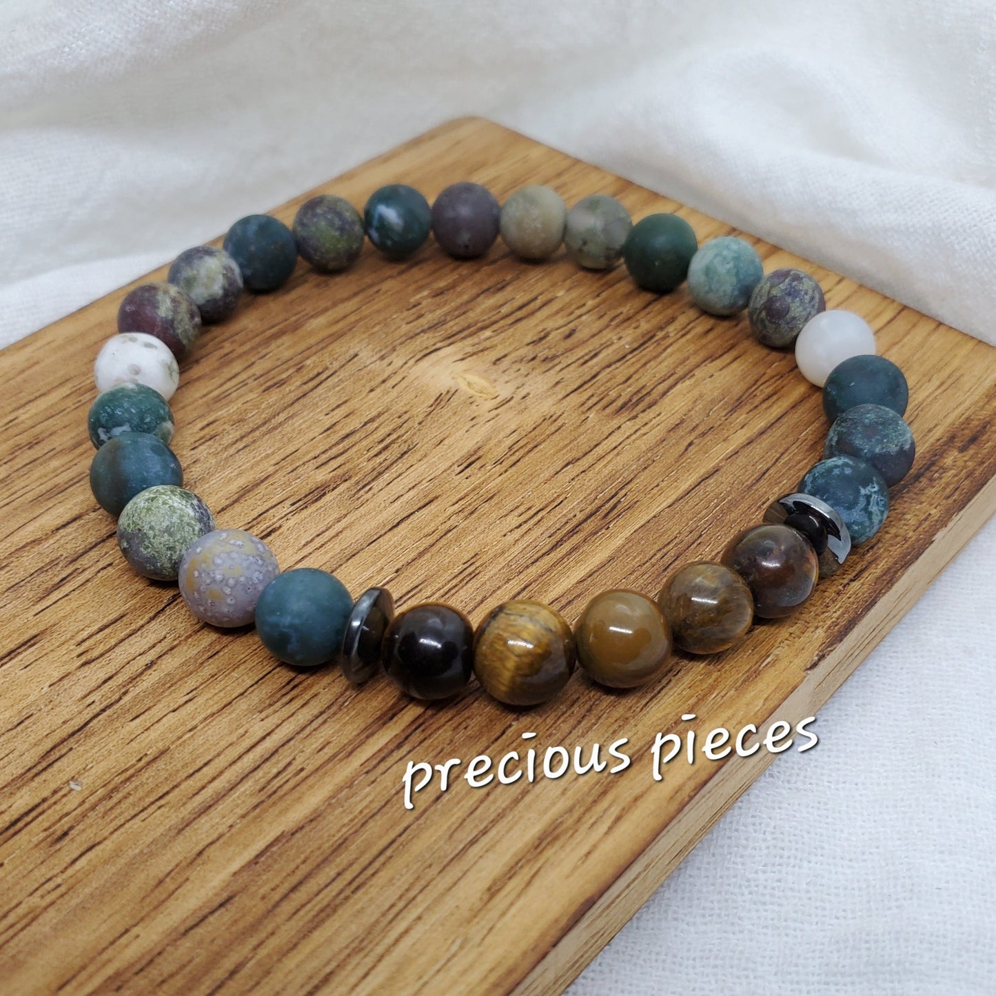 Men's Tiger Eye and Dragon Blood Stone Beaded Bracelet