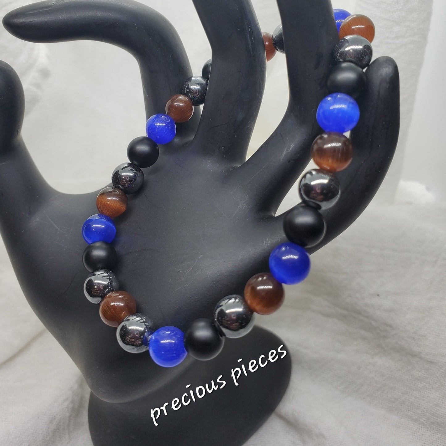 Men's Sapphire Mixed Beaded Bracelet