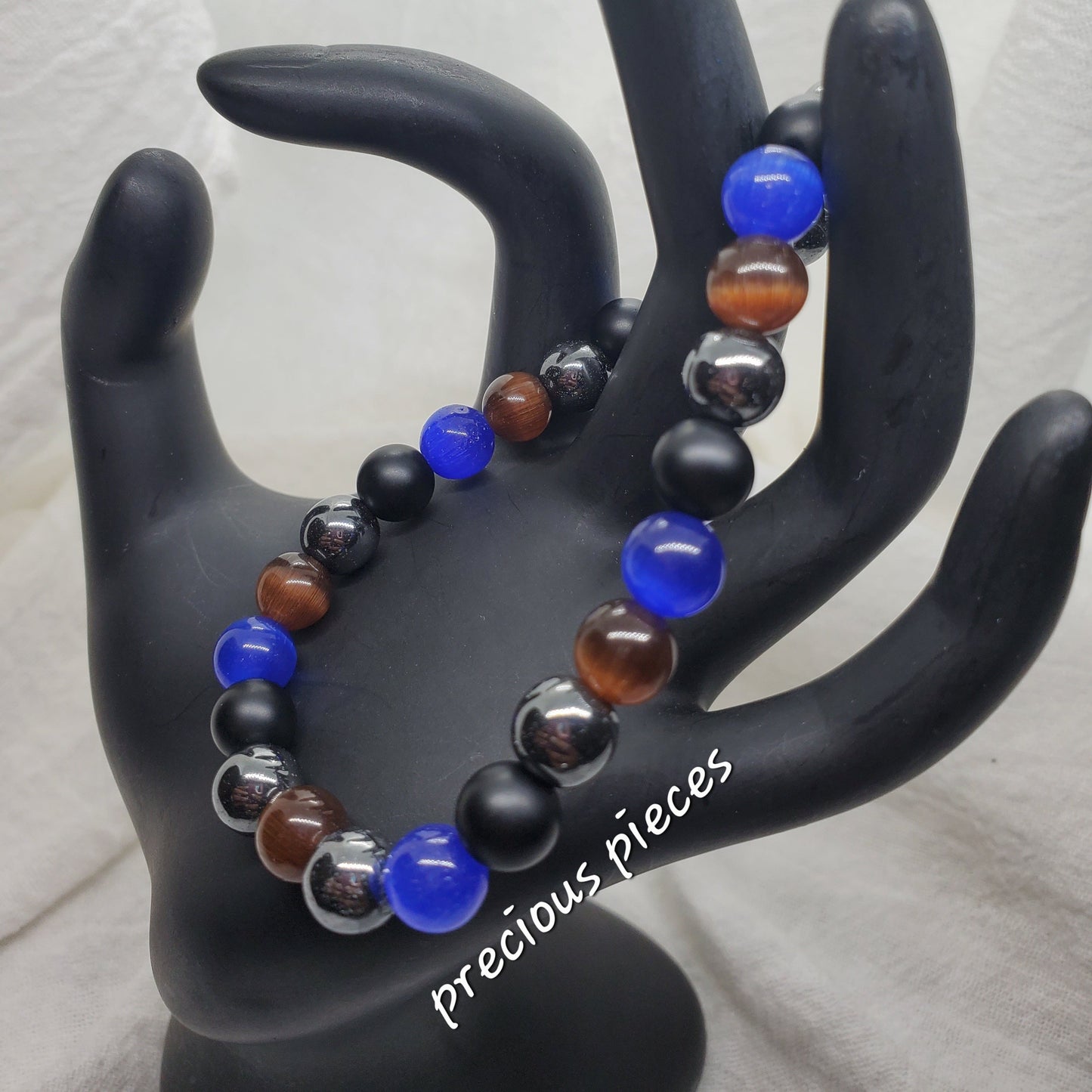 Men's Sapphire Mixed Beaded Bracelet