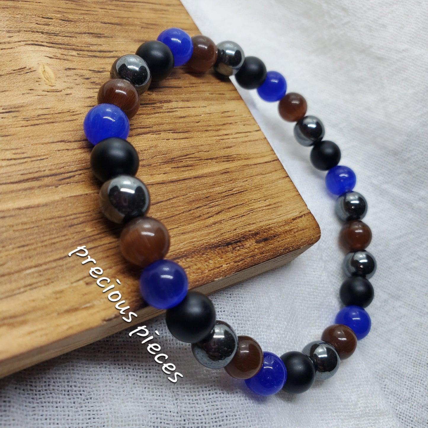 Men's Sapphire Mixed Beaded Bracelet
