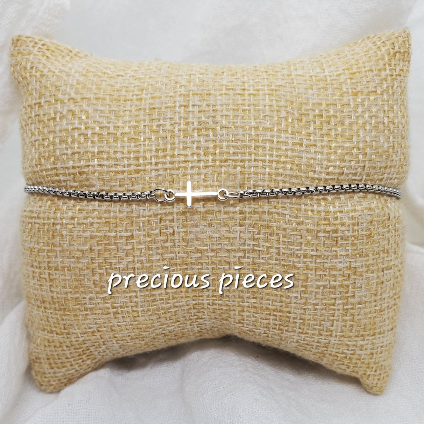 Sterling Silver Cross Slider Bracelet