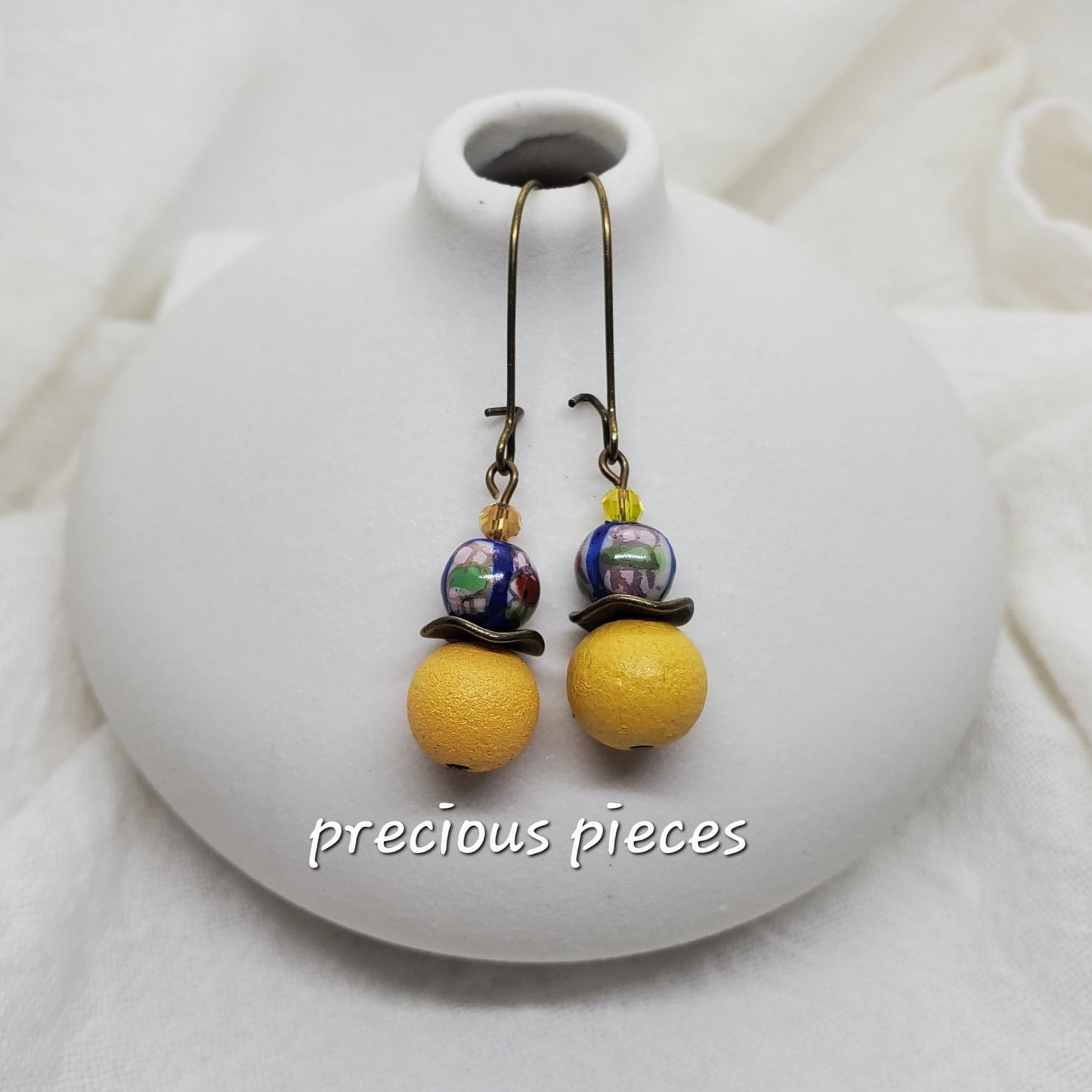 Multicolor Ceramic Floral Dangle Earrings