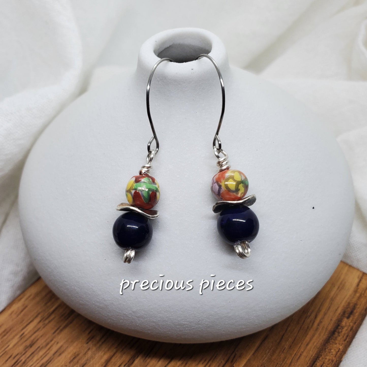 Multicolor Ceramic Floral Beaded Earrings