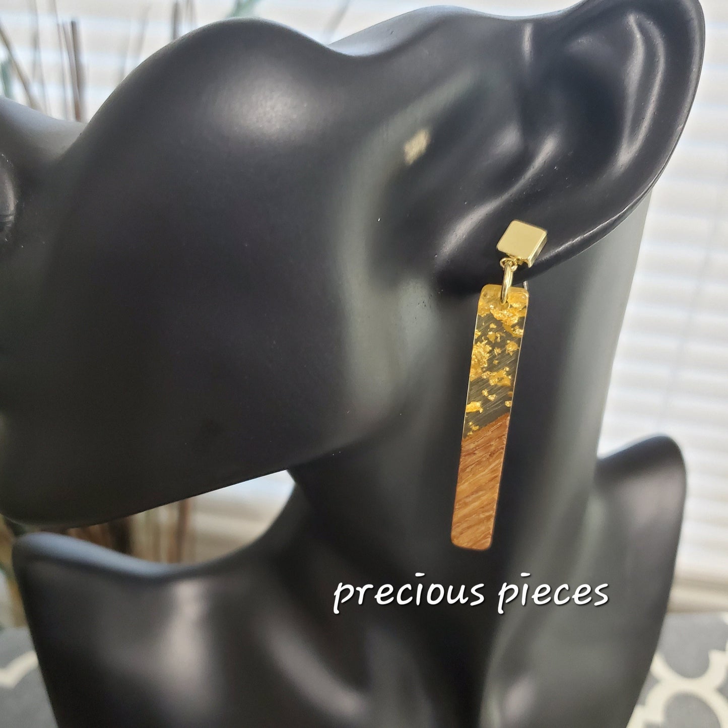 Slim Gold Flake Slim Bar Earrings
