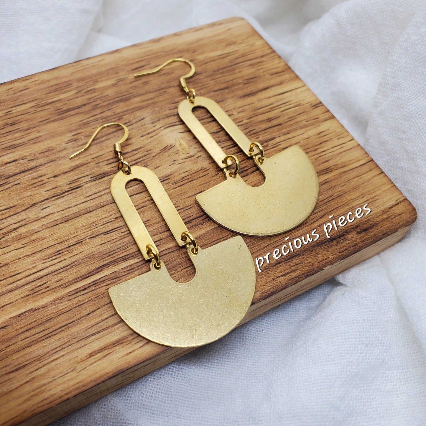 Brass U Shaped Dangle Earrings
