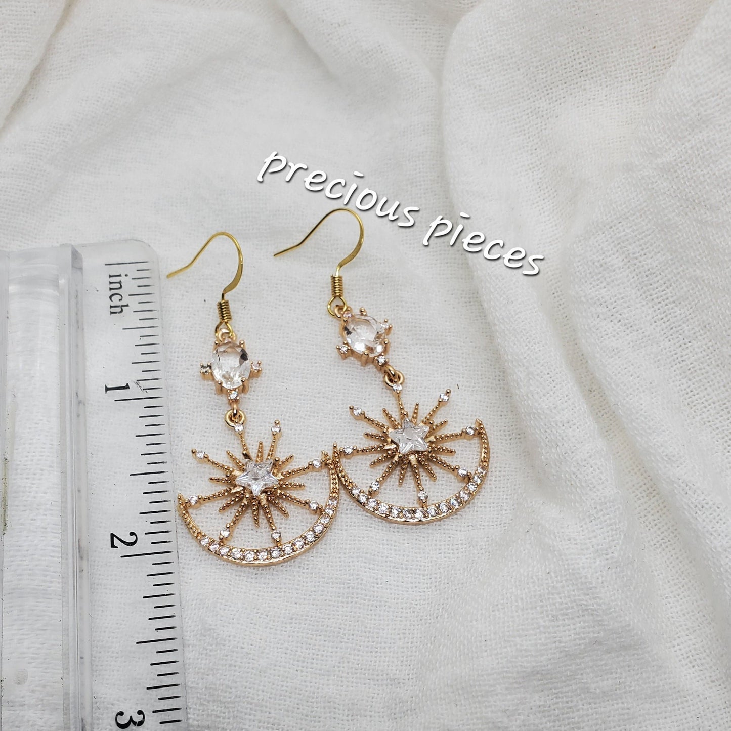 Cubic Zirconia Star and Fan Shape Earrings