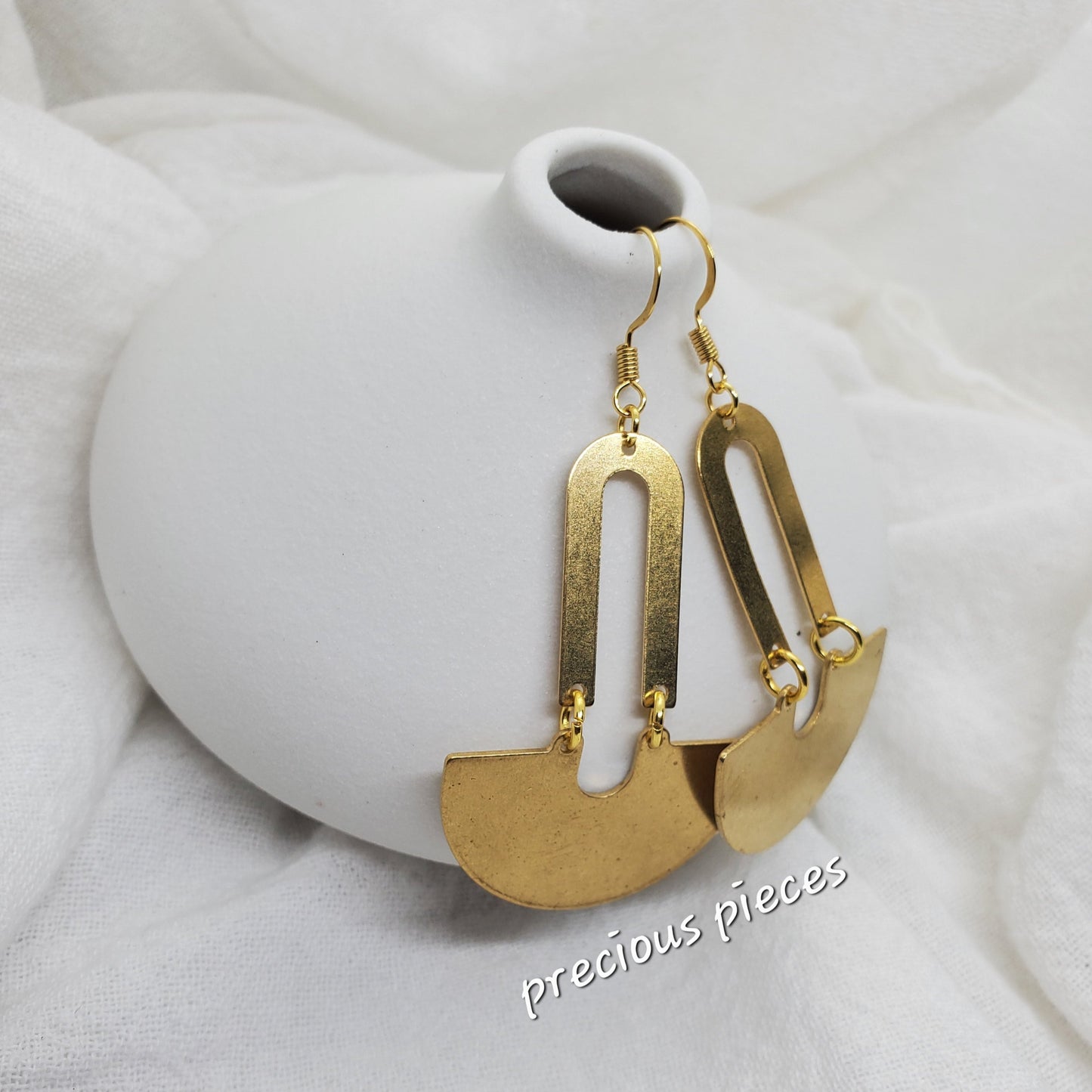 Brass U Shaped Dangle Earrings