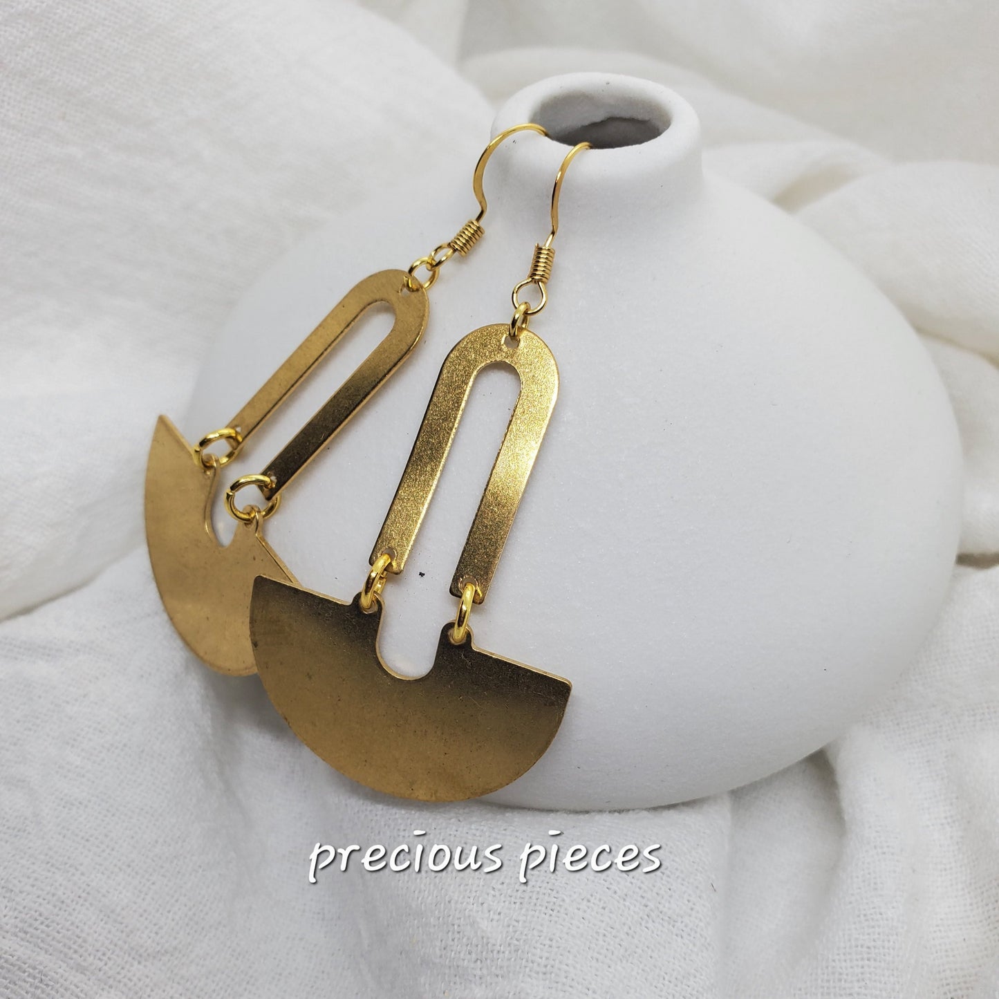 Brass U Shaped Dangle Earrings