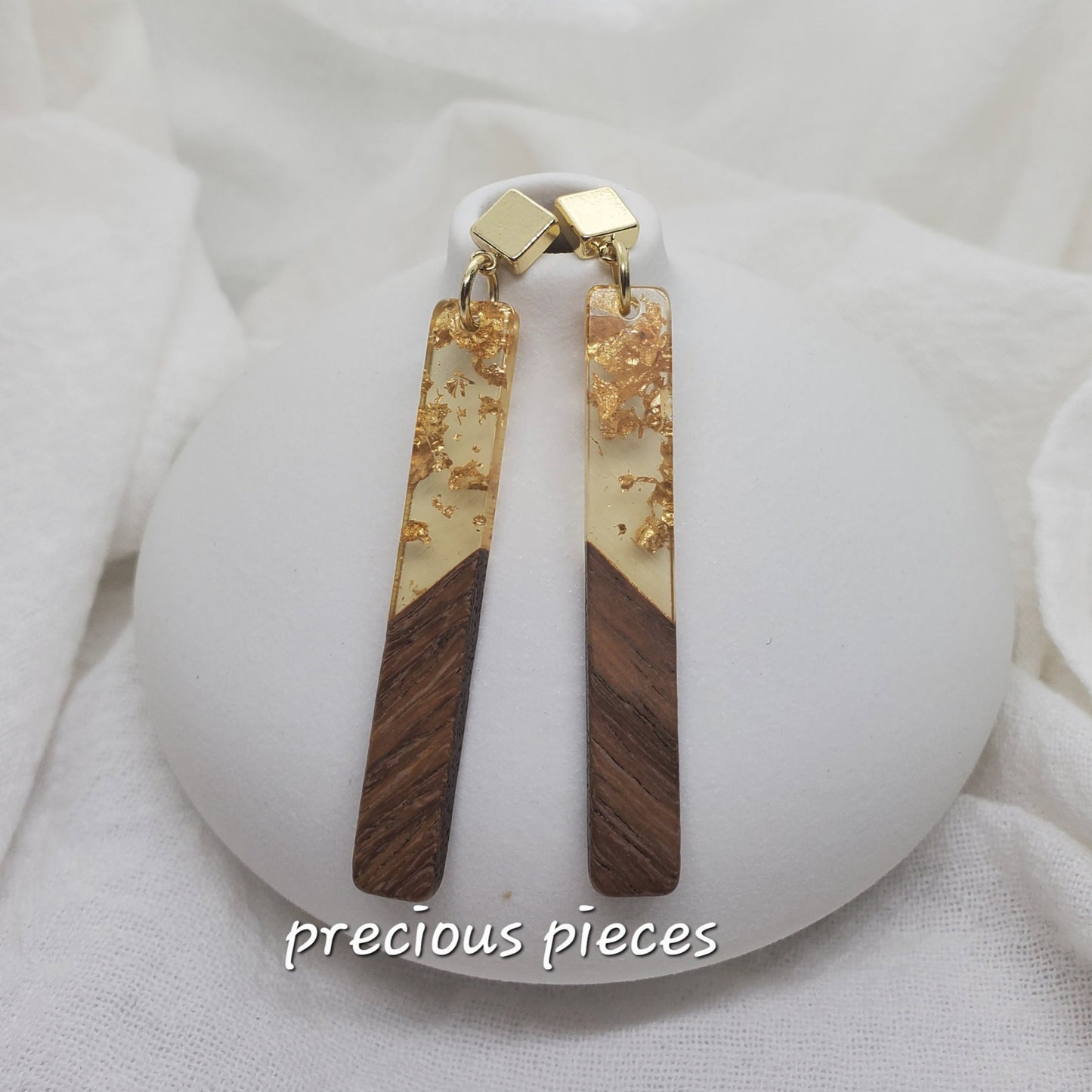 Slim Gold Flake Slim Bar Earrings