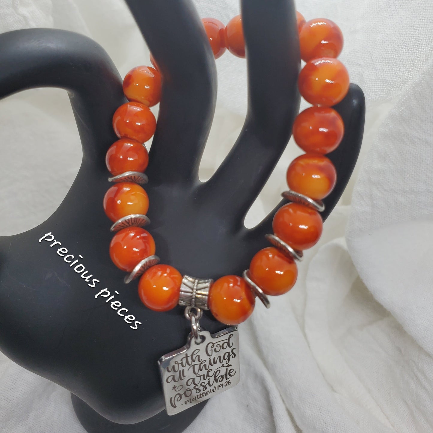 With God Orange Beaded Bracelet