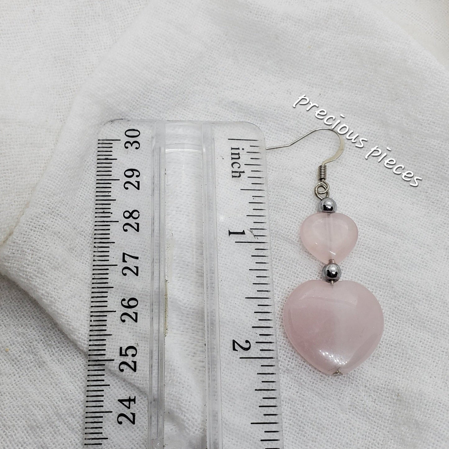 Pink Heart Rose Quartz Earrings