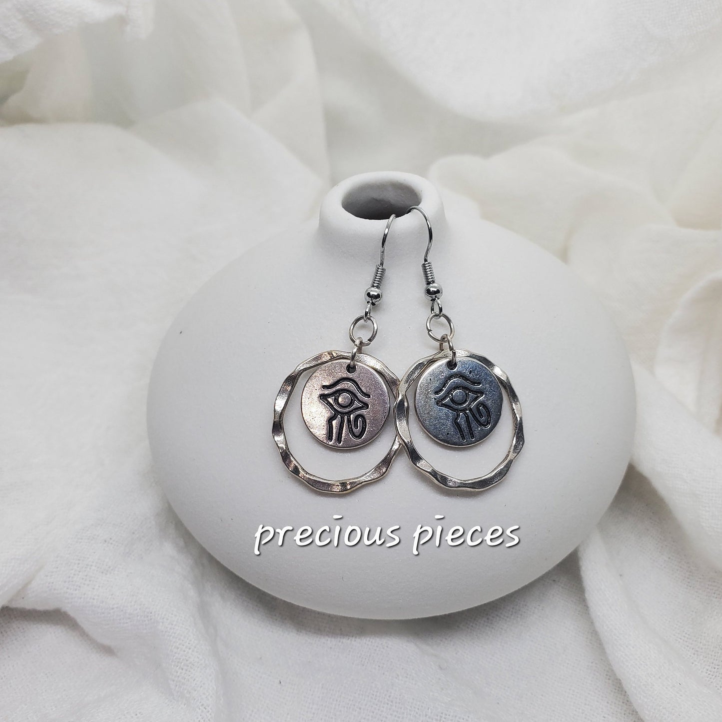 Silver Eye of Horus Earrings 1