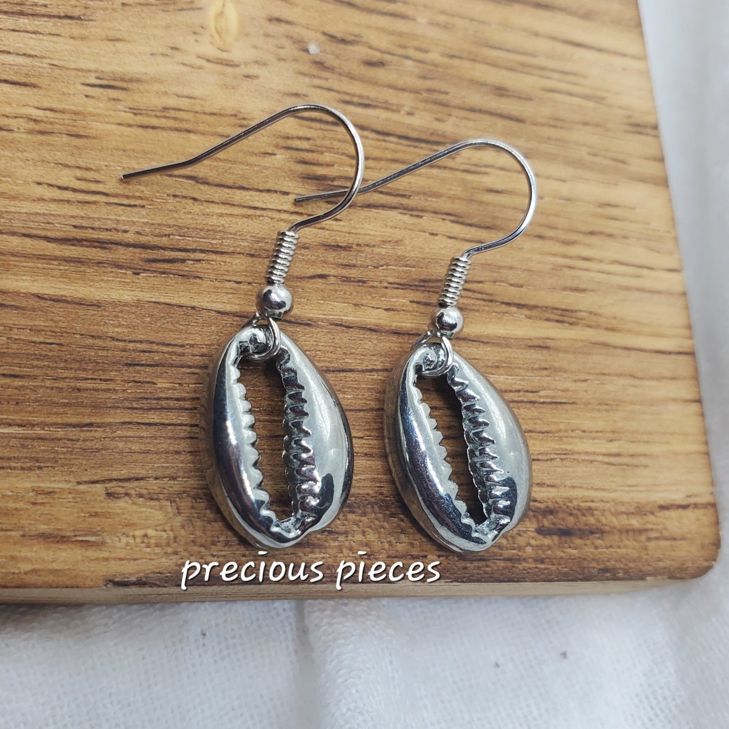 Silver Cowrie Shell Earrings