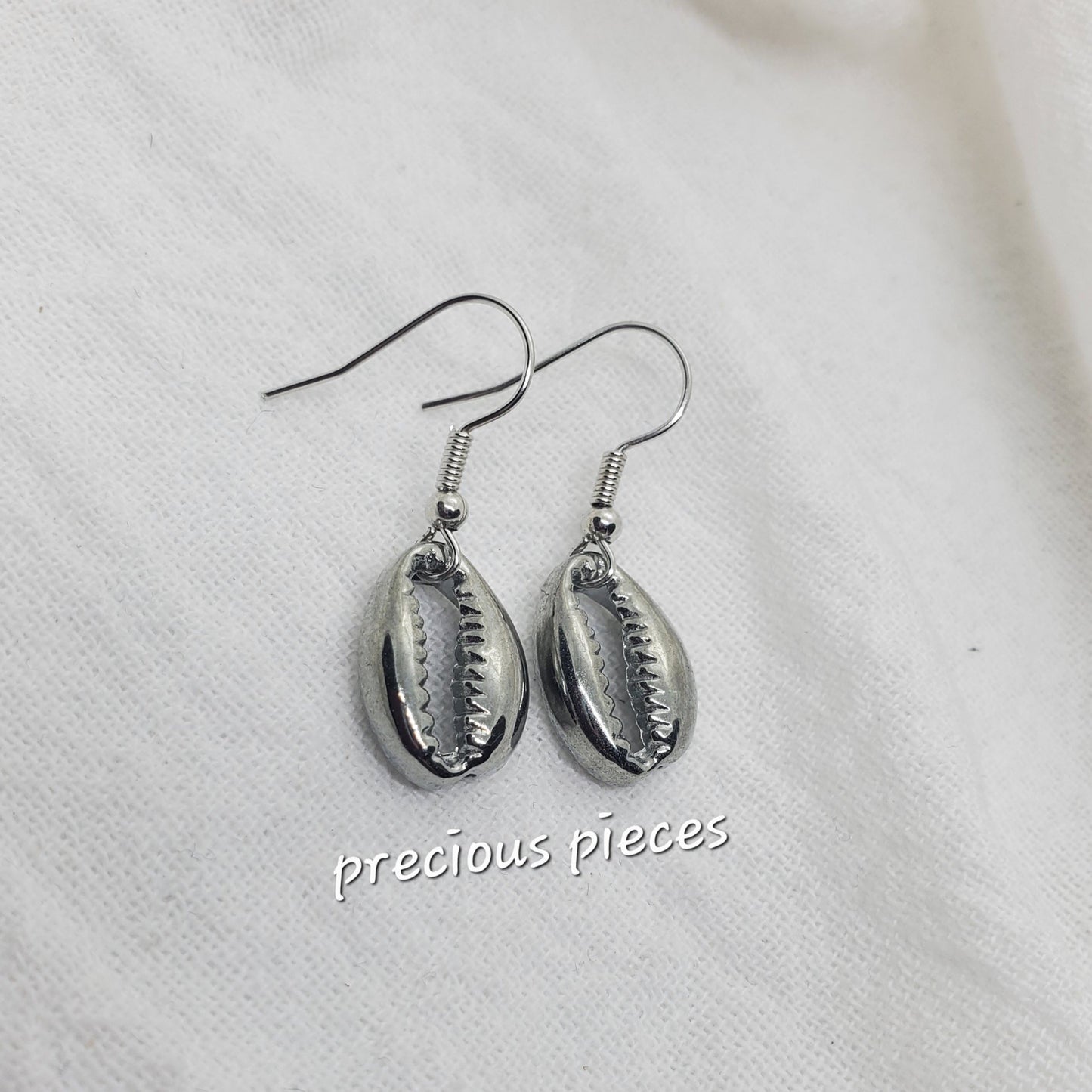 Silver Cowrie Shell Earrings