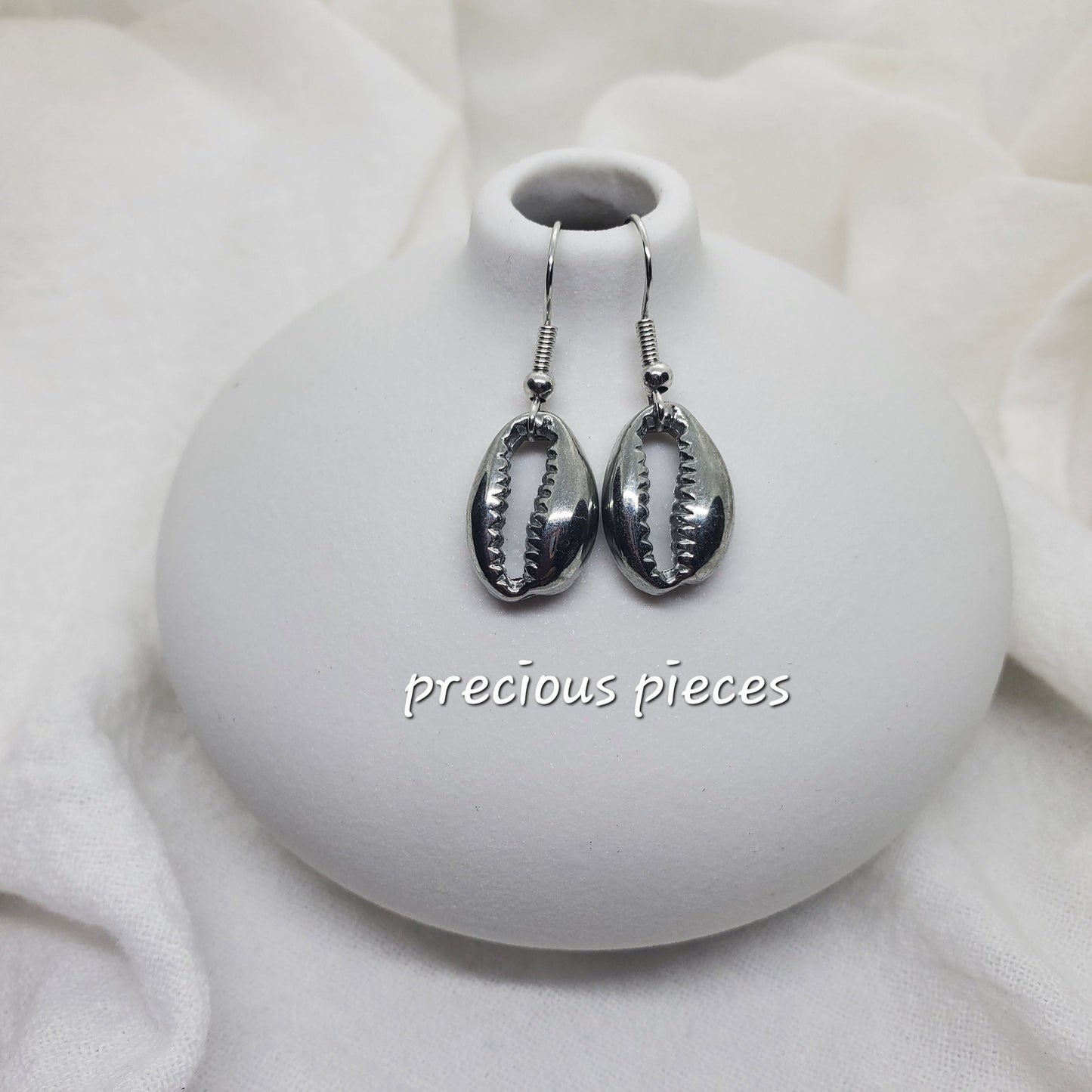 Silver Cowrie Shell Earrings