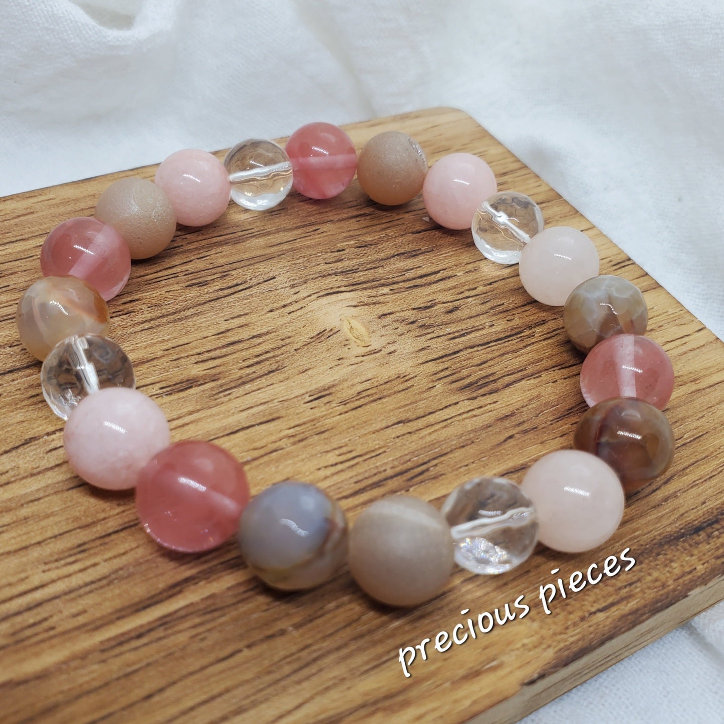 Strawberries and Cream Beaded Bracelets