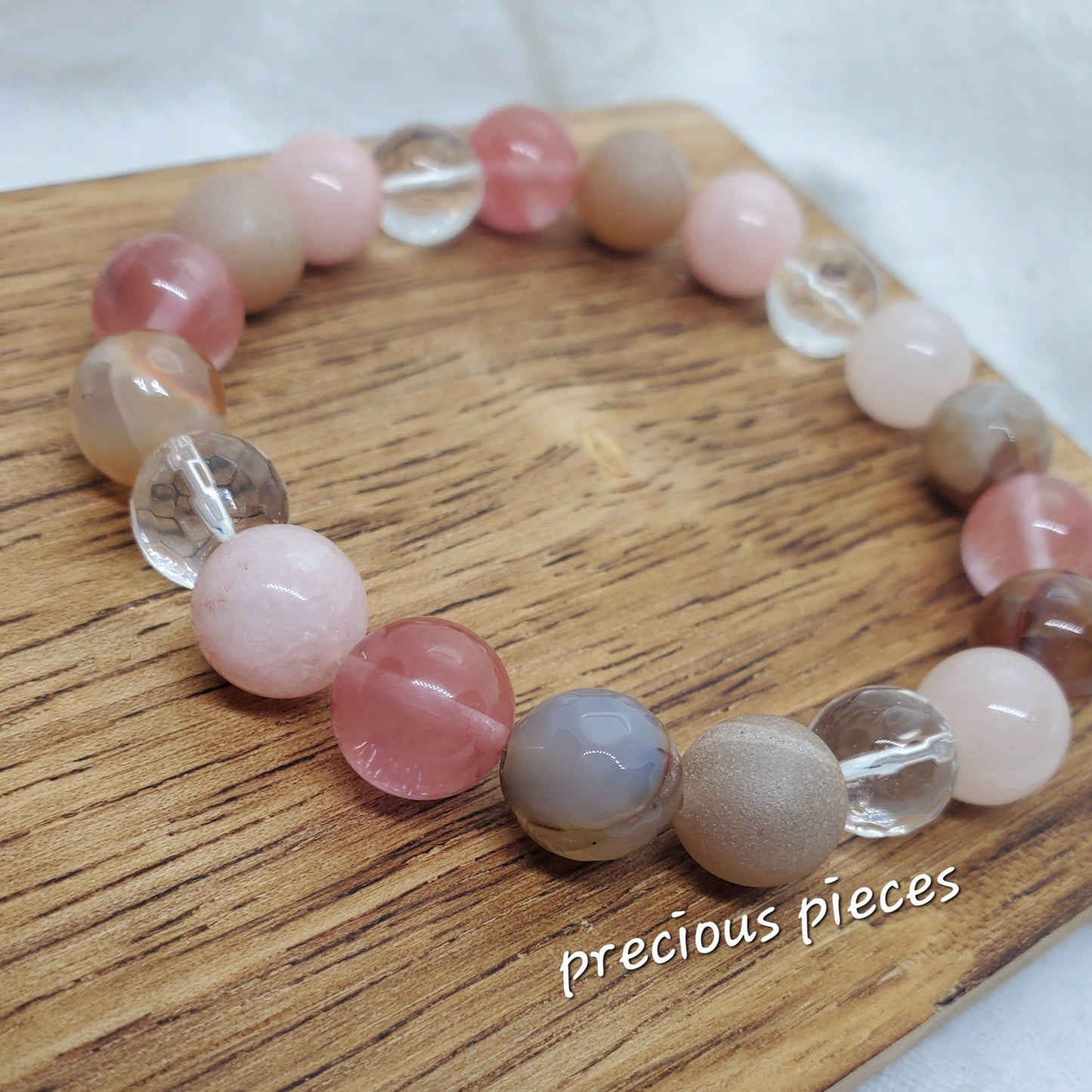 Strawberries and Cream Beaded Bracelets