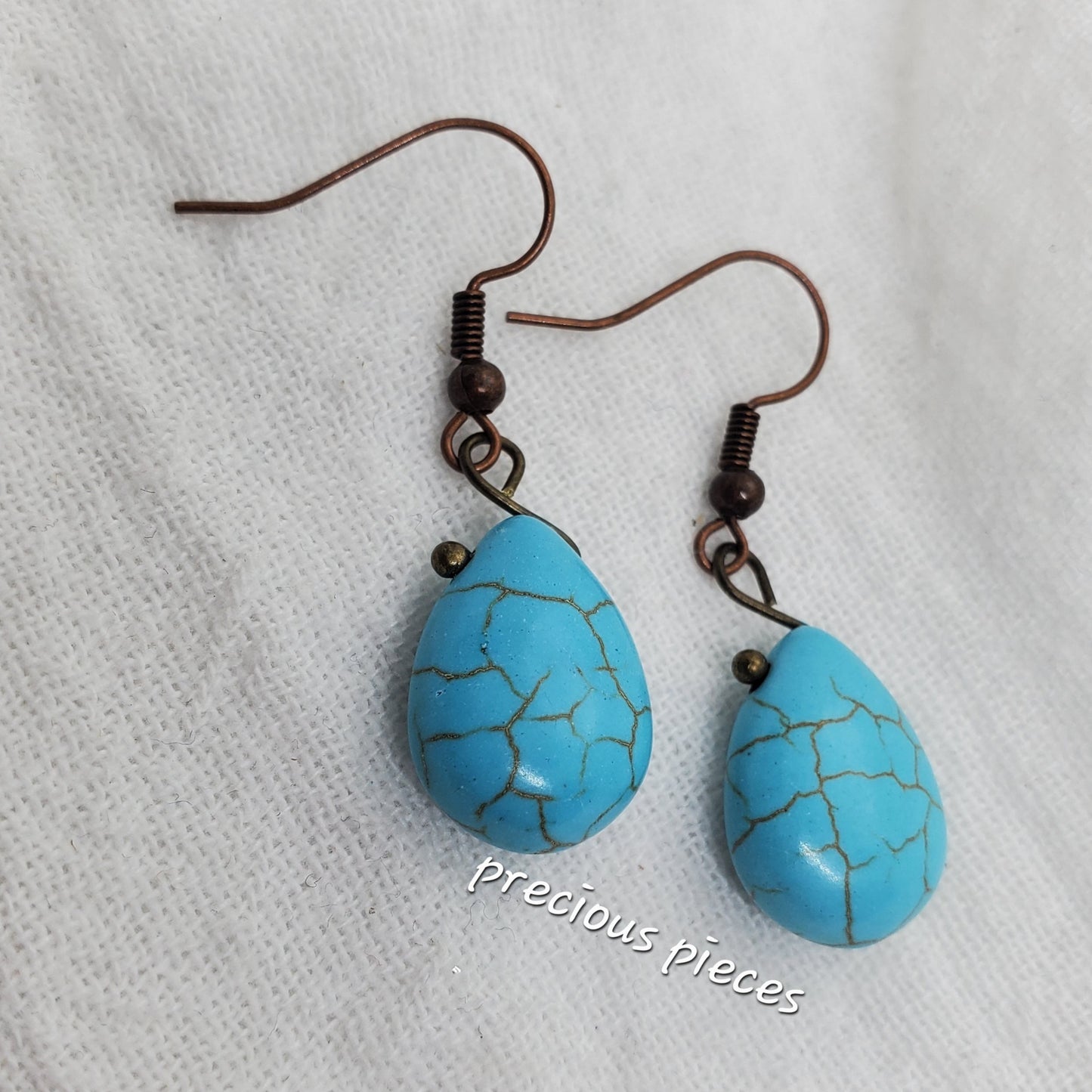 Turquoise Howlite Teardrop Earrings