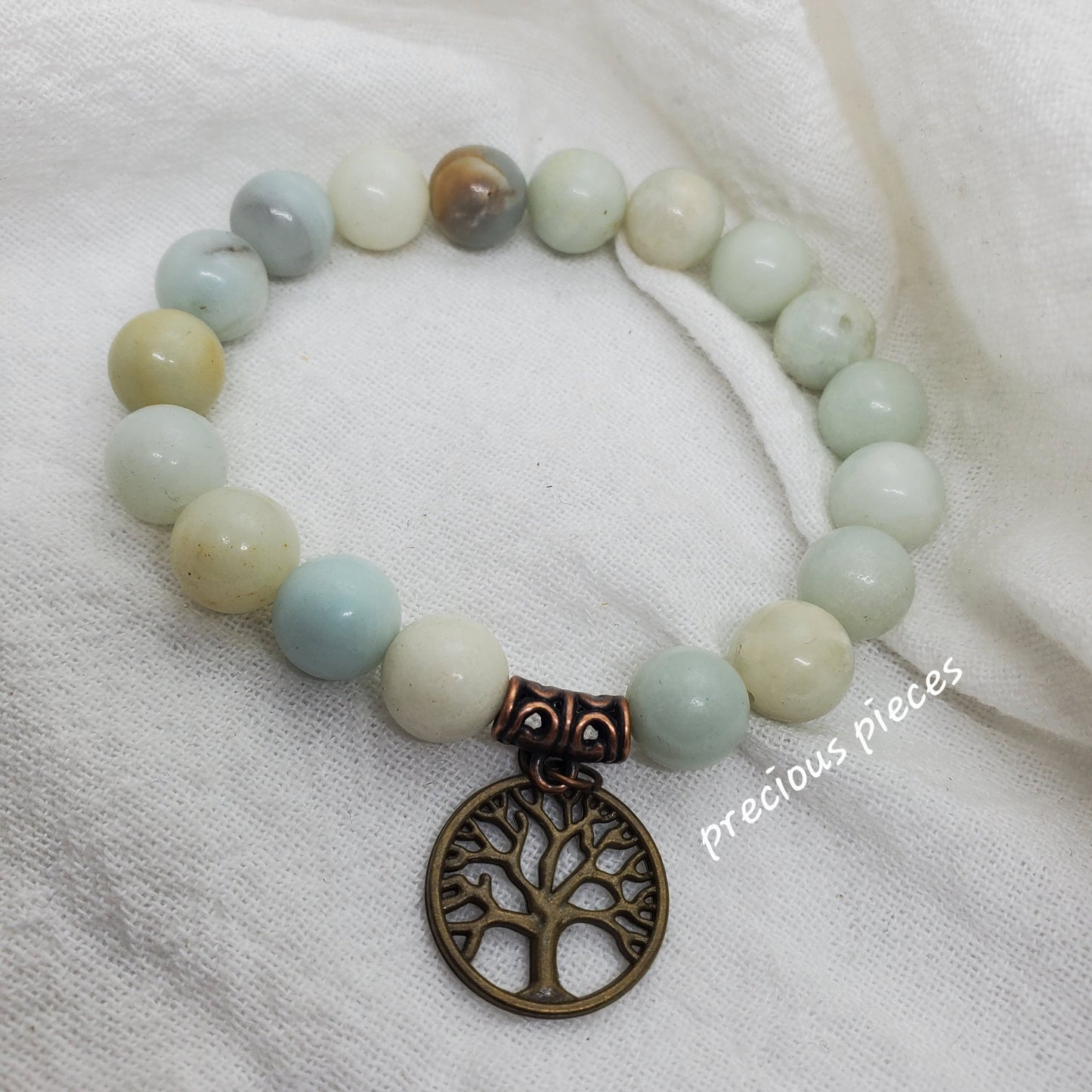 Tree of Life Natural Amazonite Beaded Bracelet