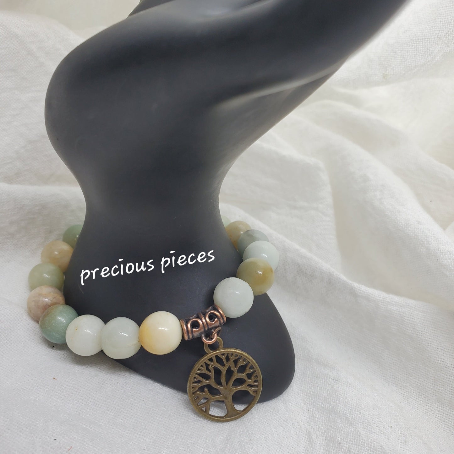 Tree of Life Natural Amazonite Beaded Bracelet