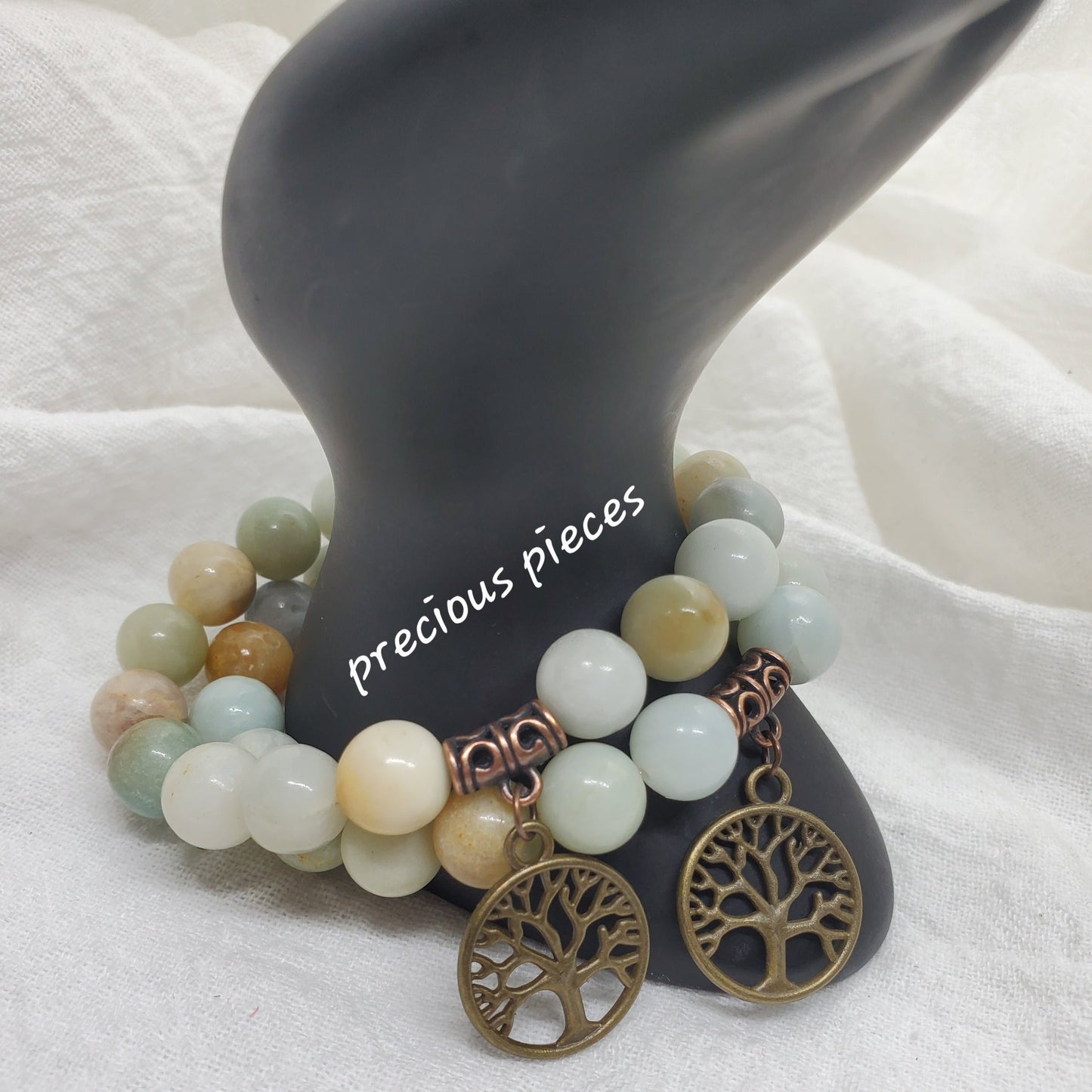 Tree of Life Natural Amazonite Beaded Bracelet