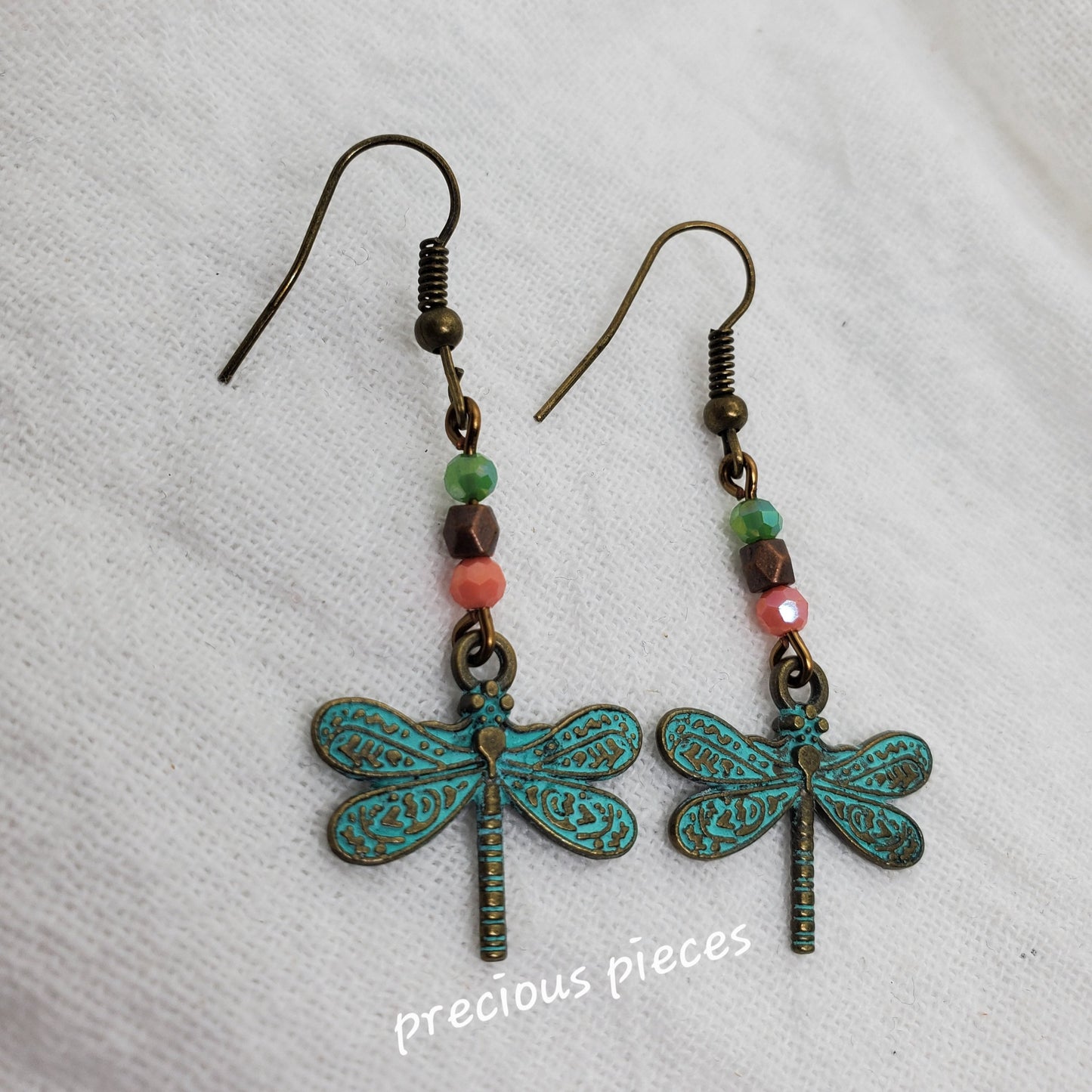 Turquoise Patina Dragonfly Earrings