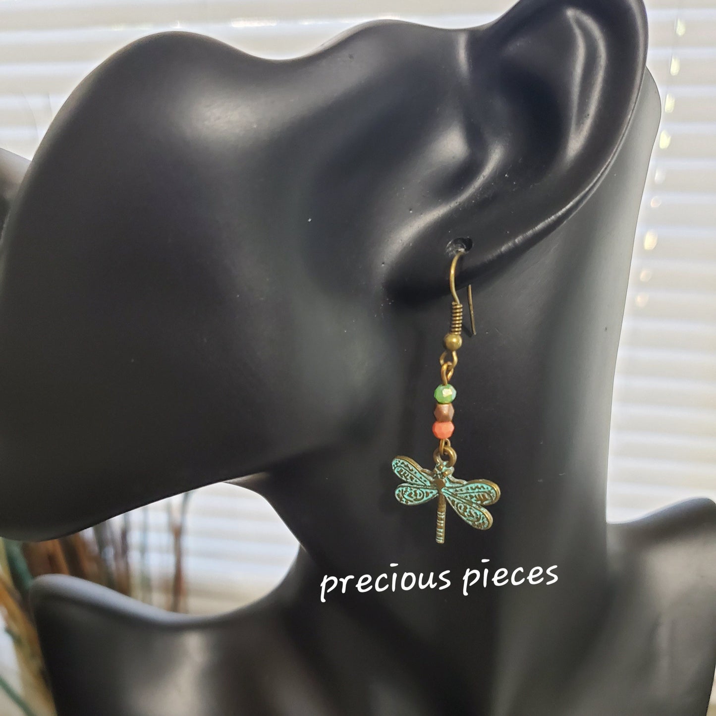 Turquoise Patina Dragonfly Earrings