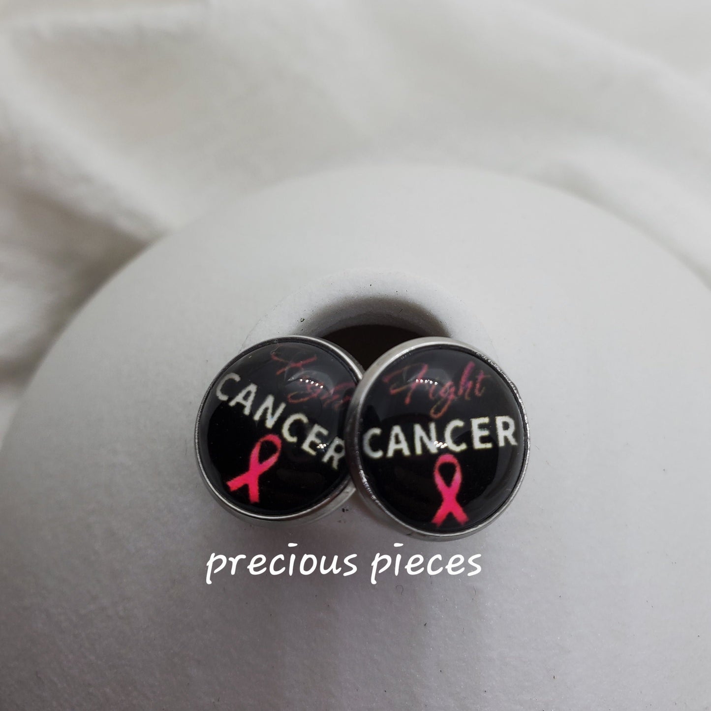 Fight Cancer Breast Cancer Awareness Stud Earrings