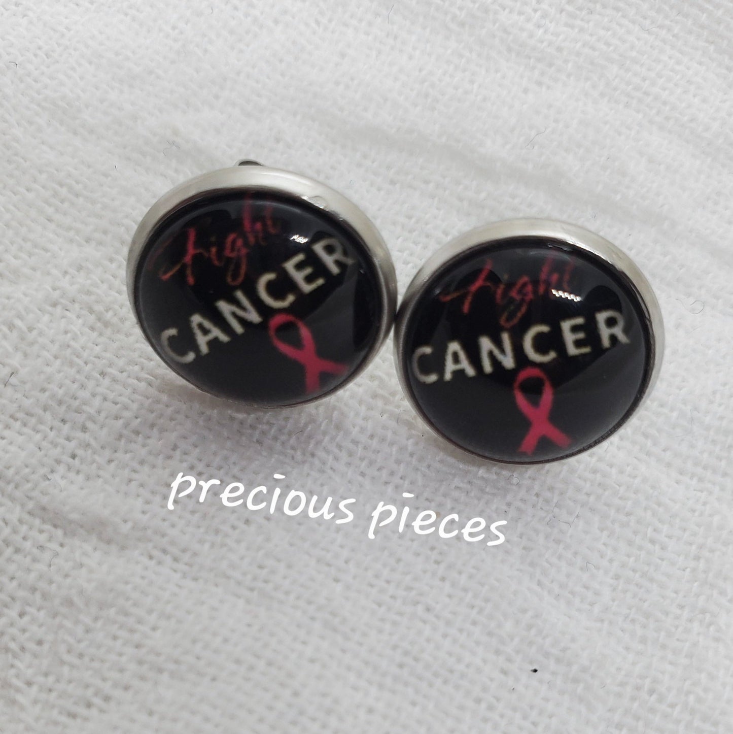 Fight Cancer Breast Cancer Awareness Stud Earrings