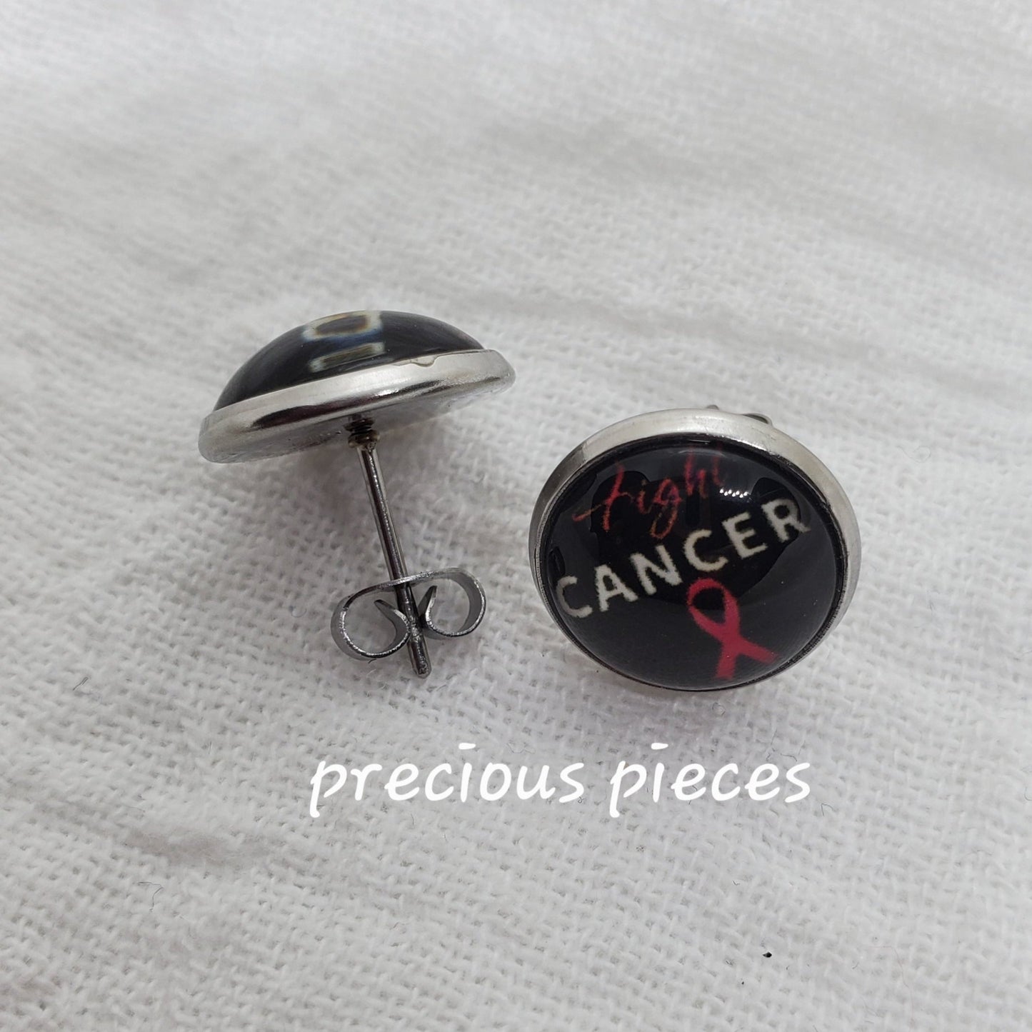 Fight Cancer Breast Cancer Awareness Stud Earrings