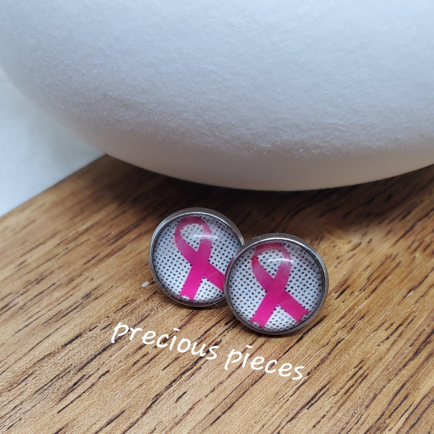Pink Ribbon (#1) Breast Cancer Awareness Stud Earrings