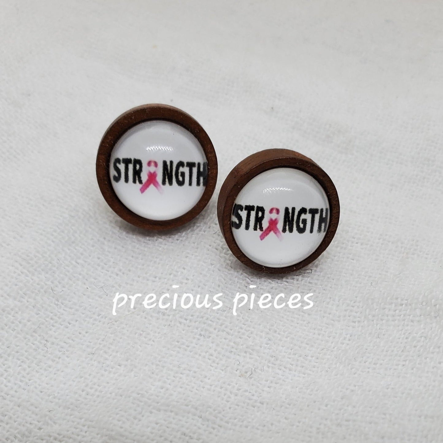Strength (#1) Breast Cancer Awareness Stud Earrings