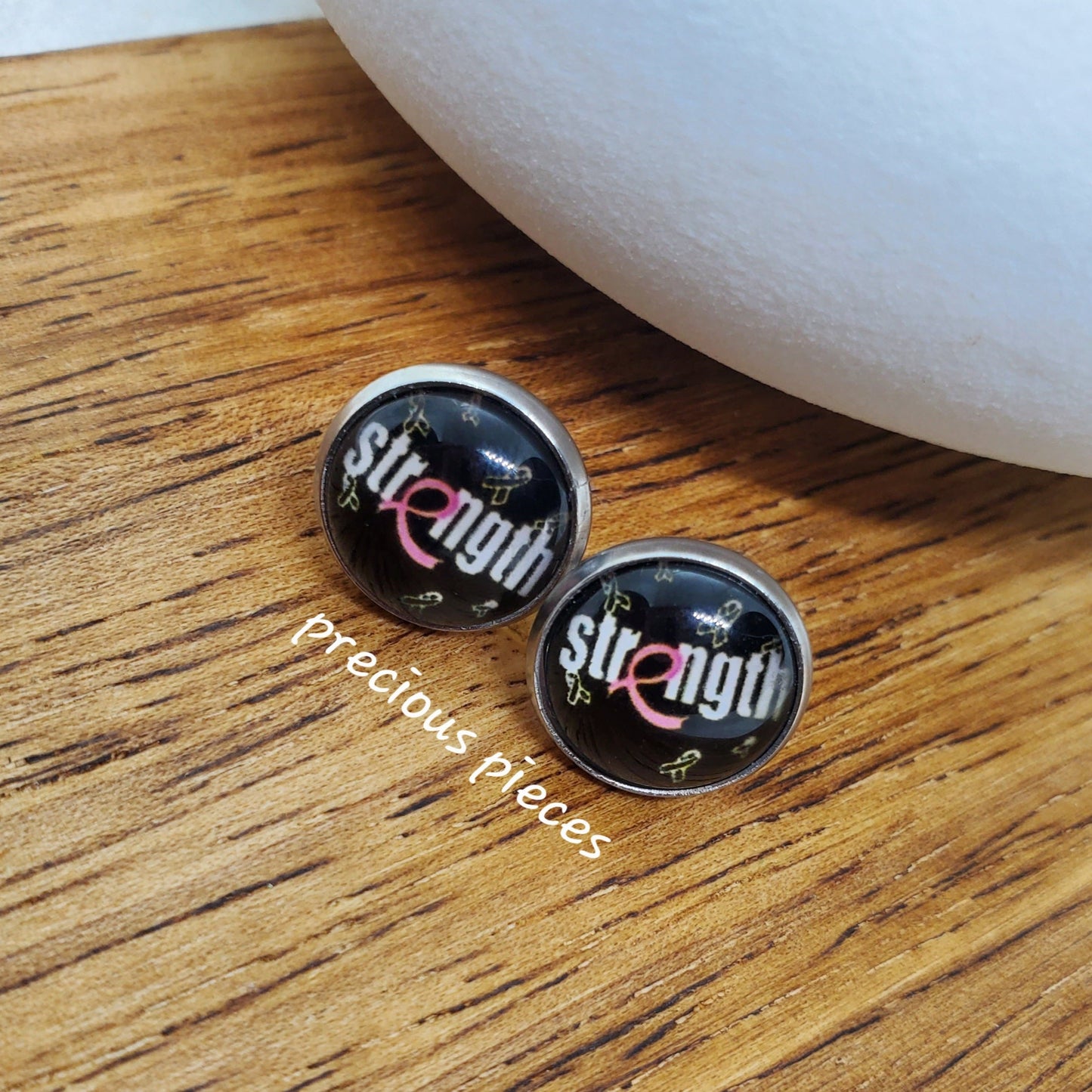 Strength (#2) Breast Cancer Awareness Stud Earrings