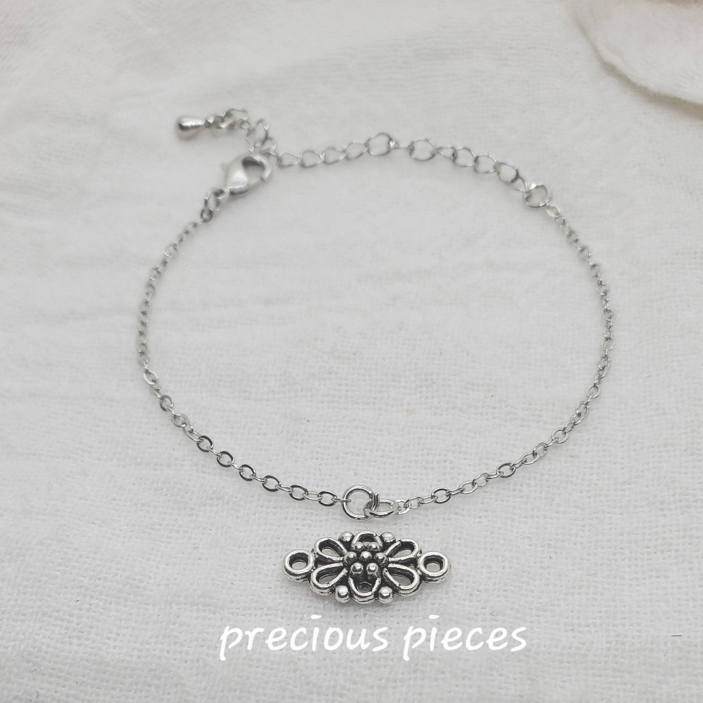 Antique Silver Flower Bracelet