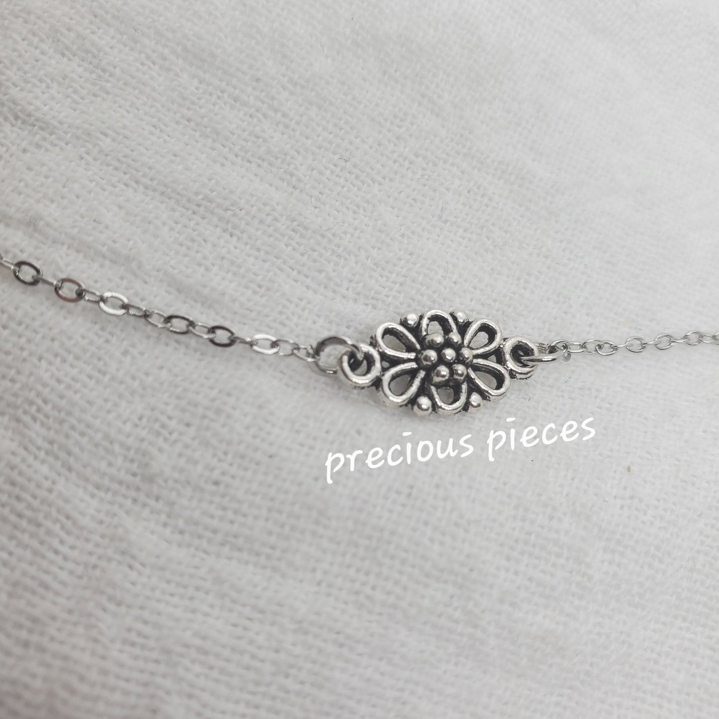 Antique Silver Flower Bracelet