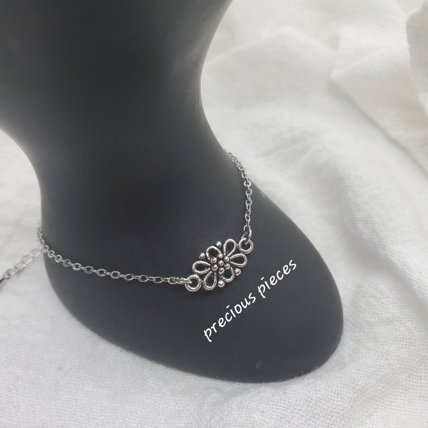 Antique Silver Flower Bracelet