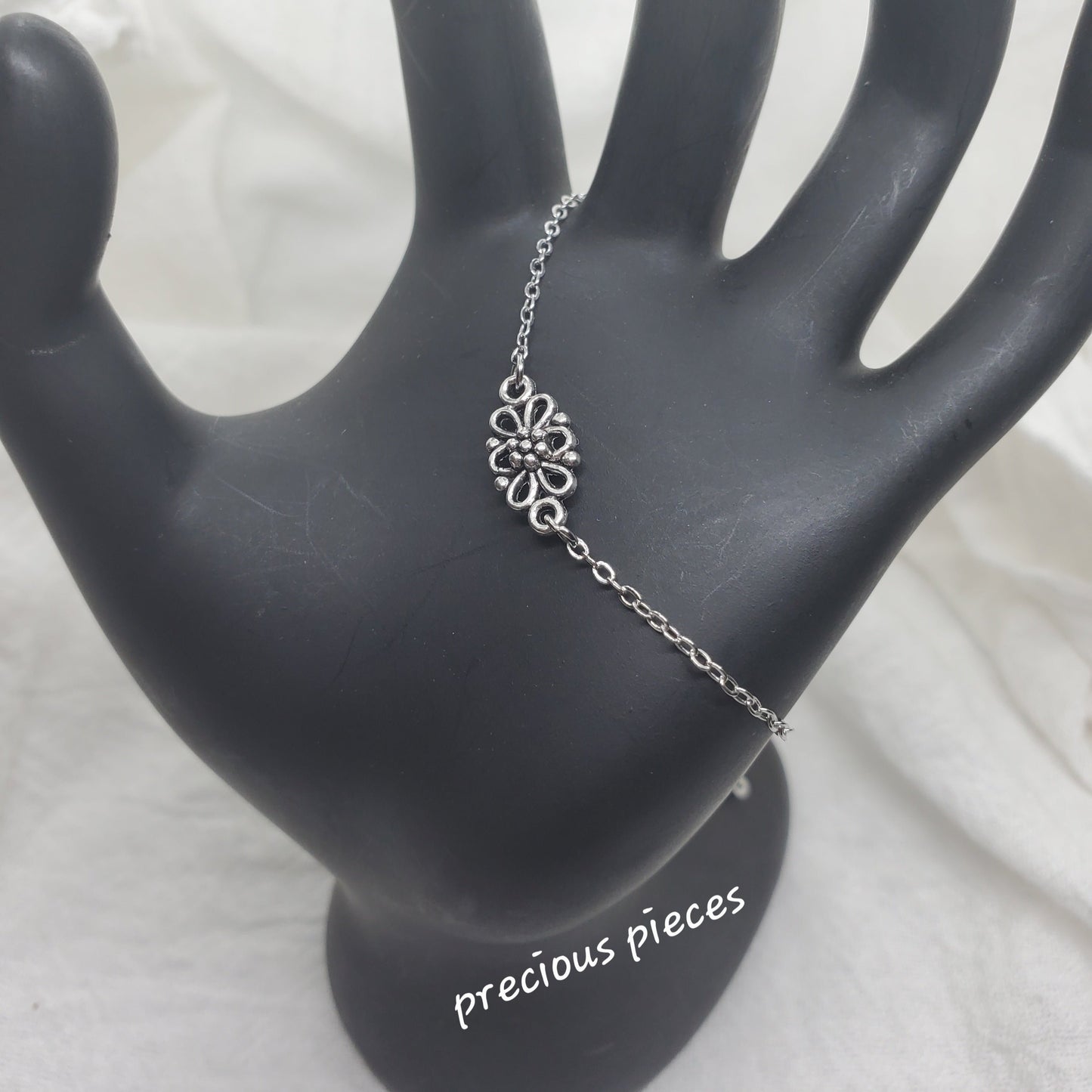 Antique Silver Flower Bracelet