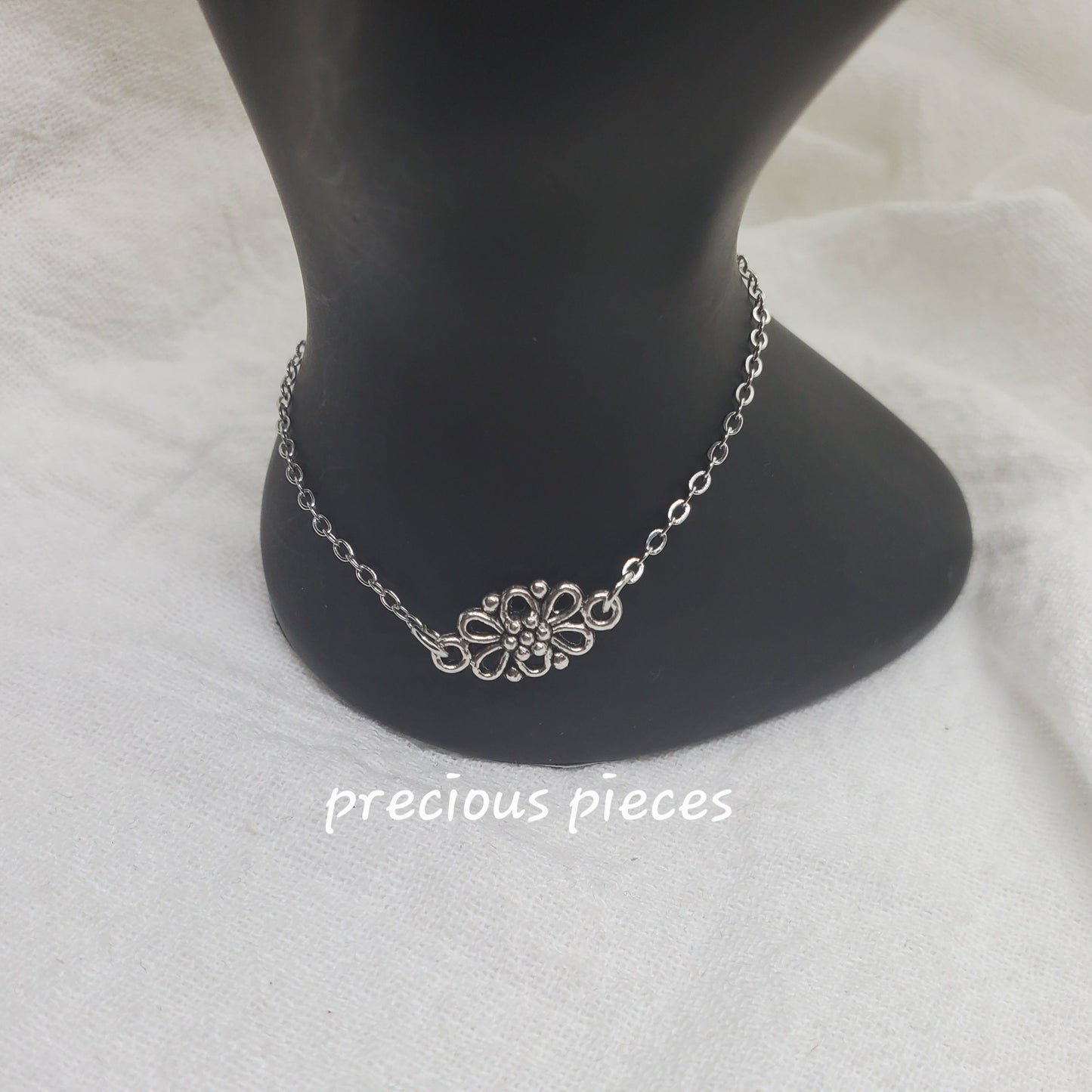 Antique Silver Flower Bracelet