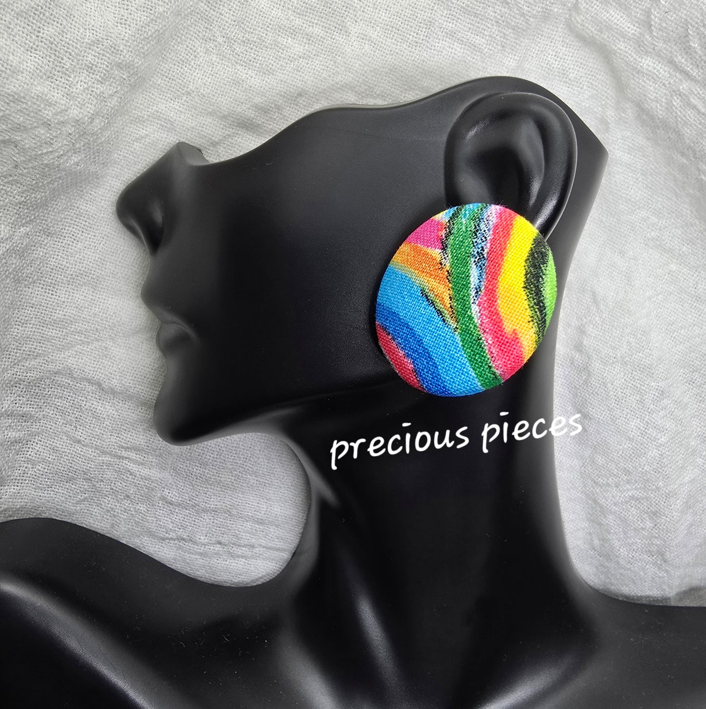 Bold Colorful Fabric Earrings