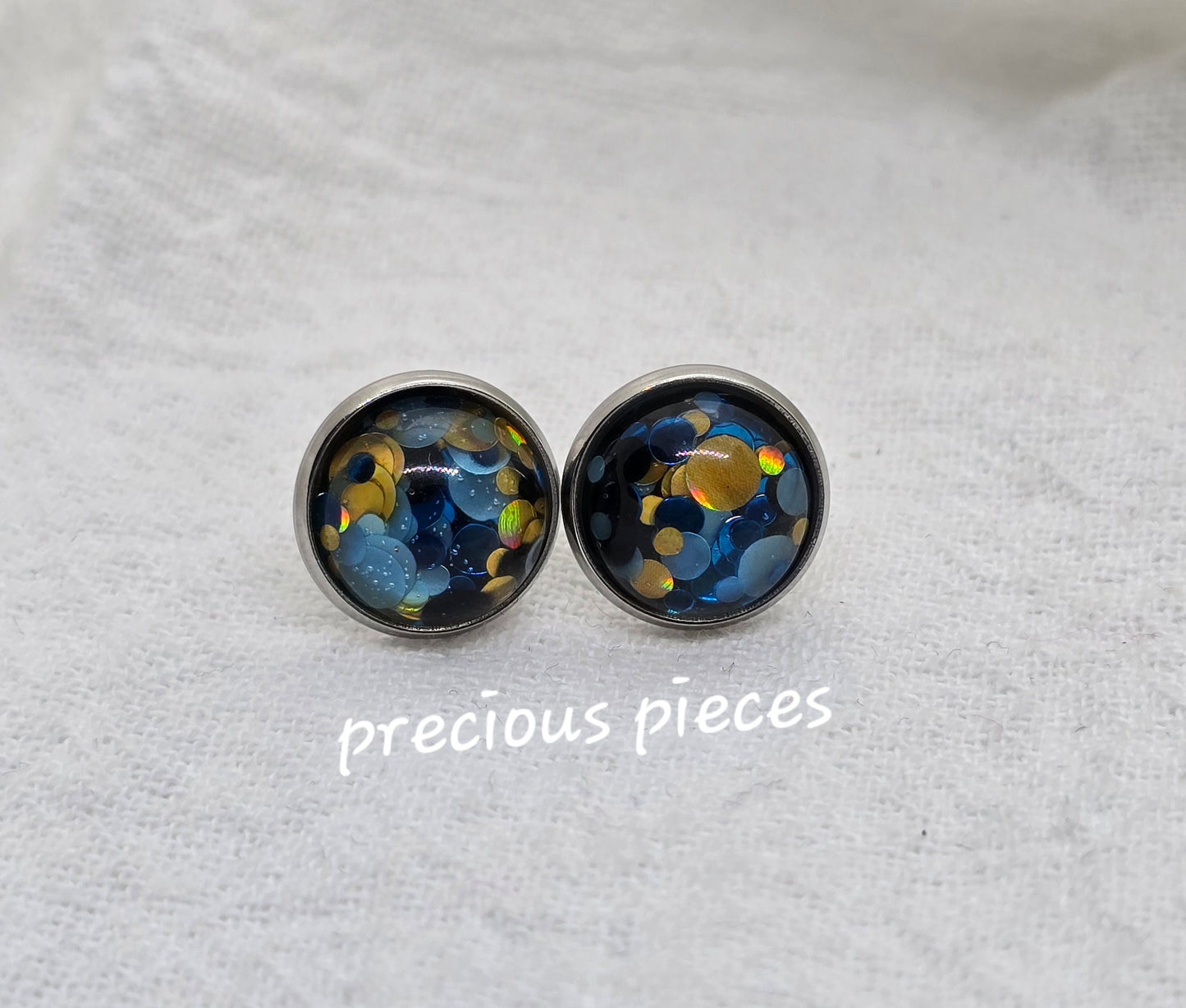 Chunky Blue Stud Earrings