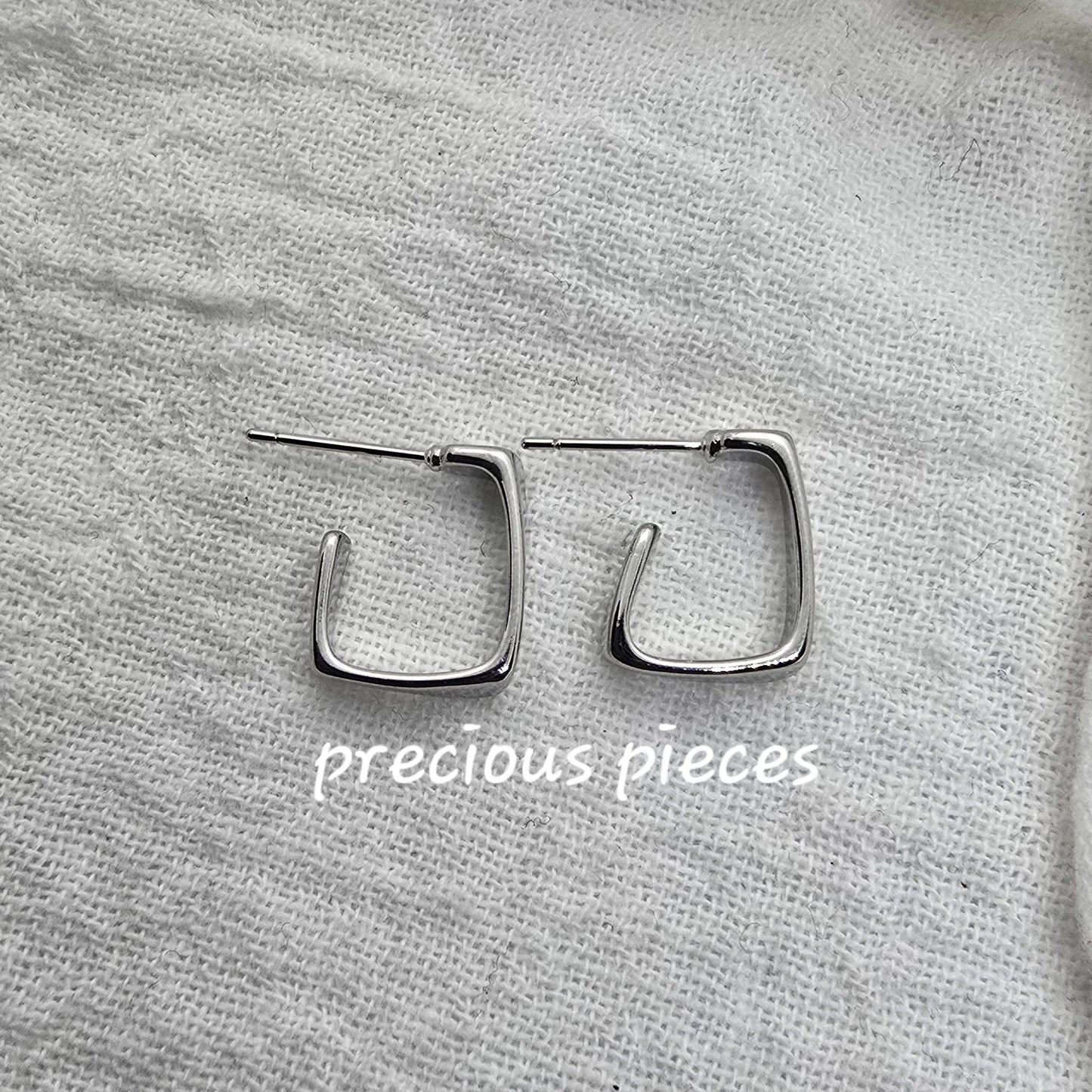 Gold and Silver Square Earrings