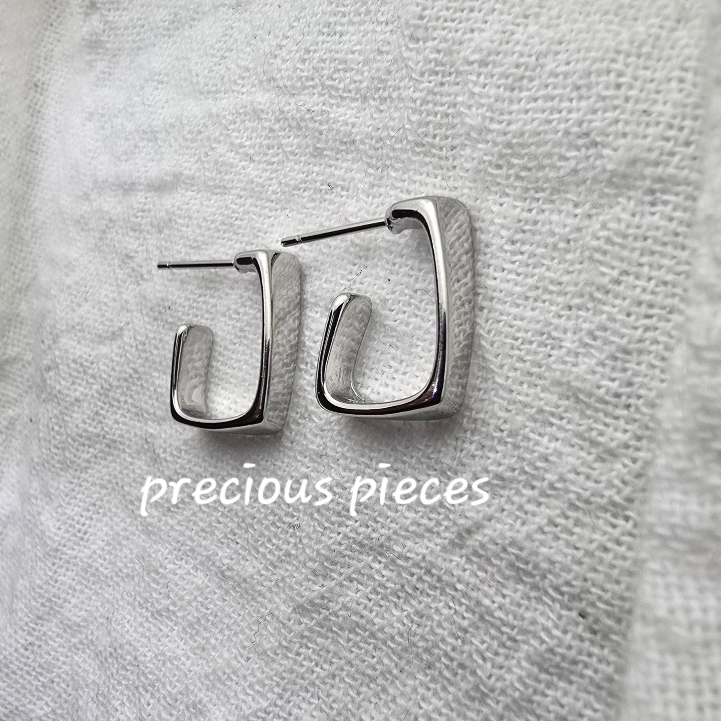 Gold and Silver Square Earrings