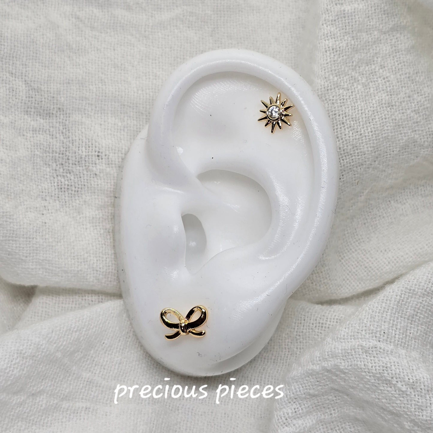 Gold and Silver Bow Knot Stud Earrings