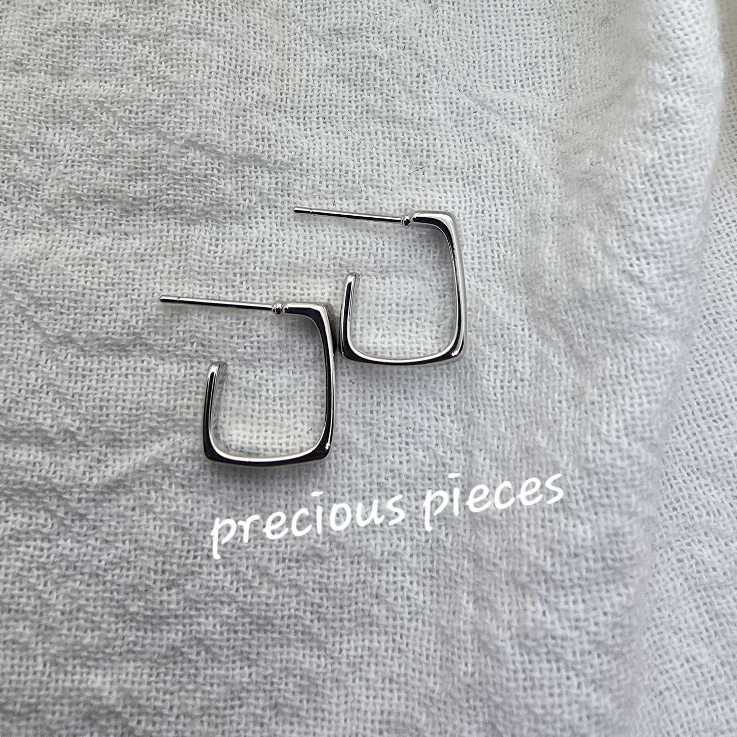 Gold and Silver Square Earrings