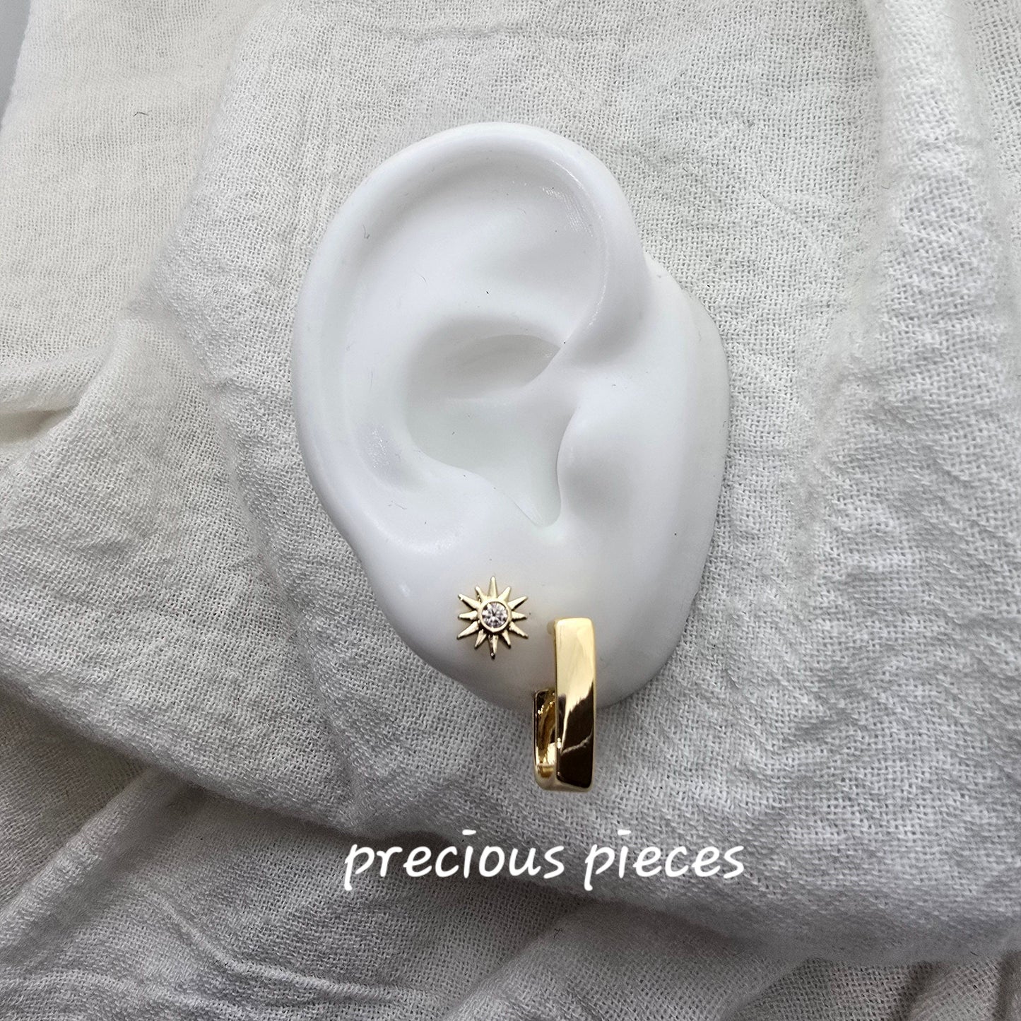 Gold and Silver Square Earrings