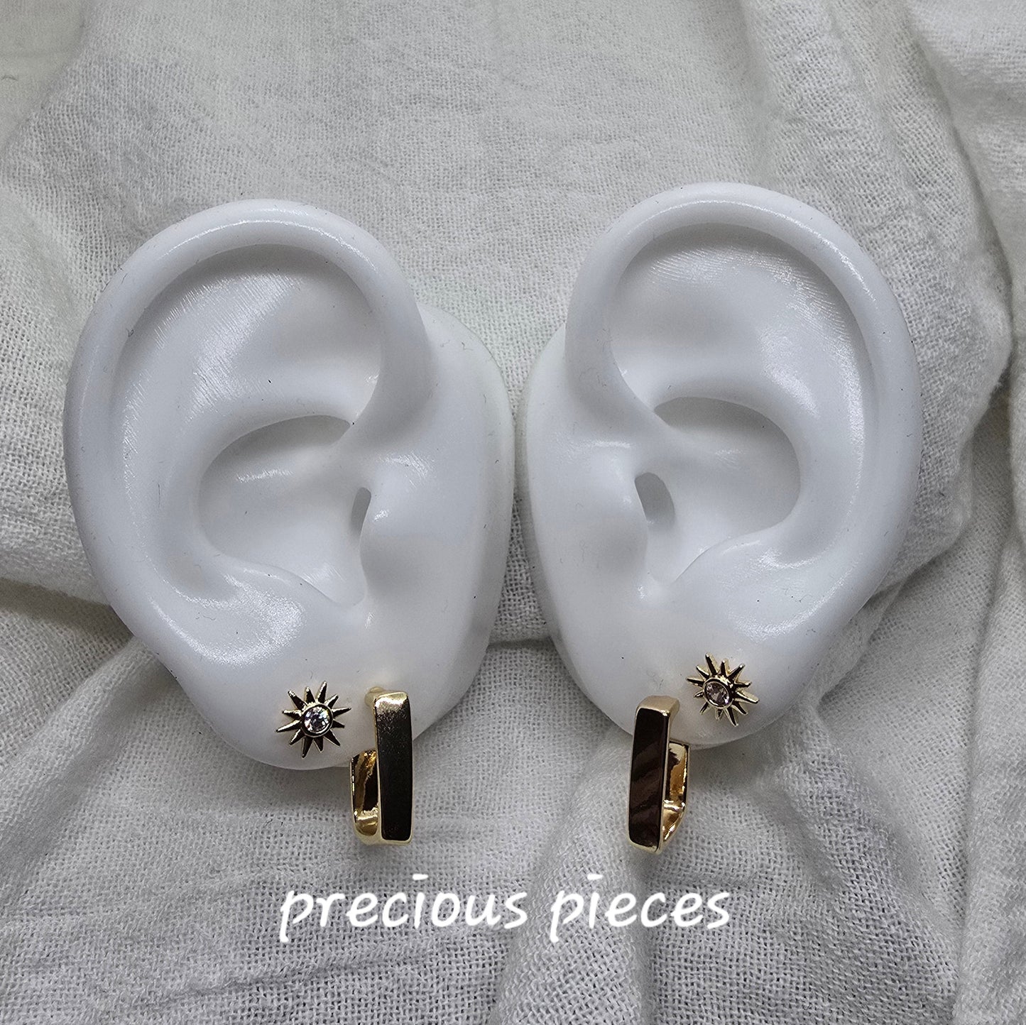 Gold and Silver Square Earrings