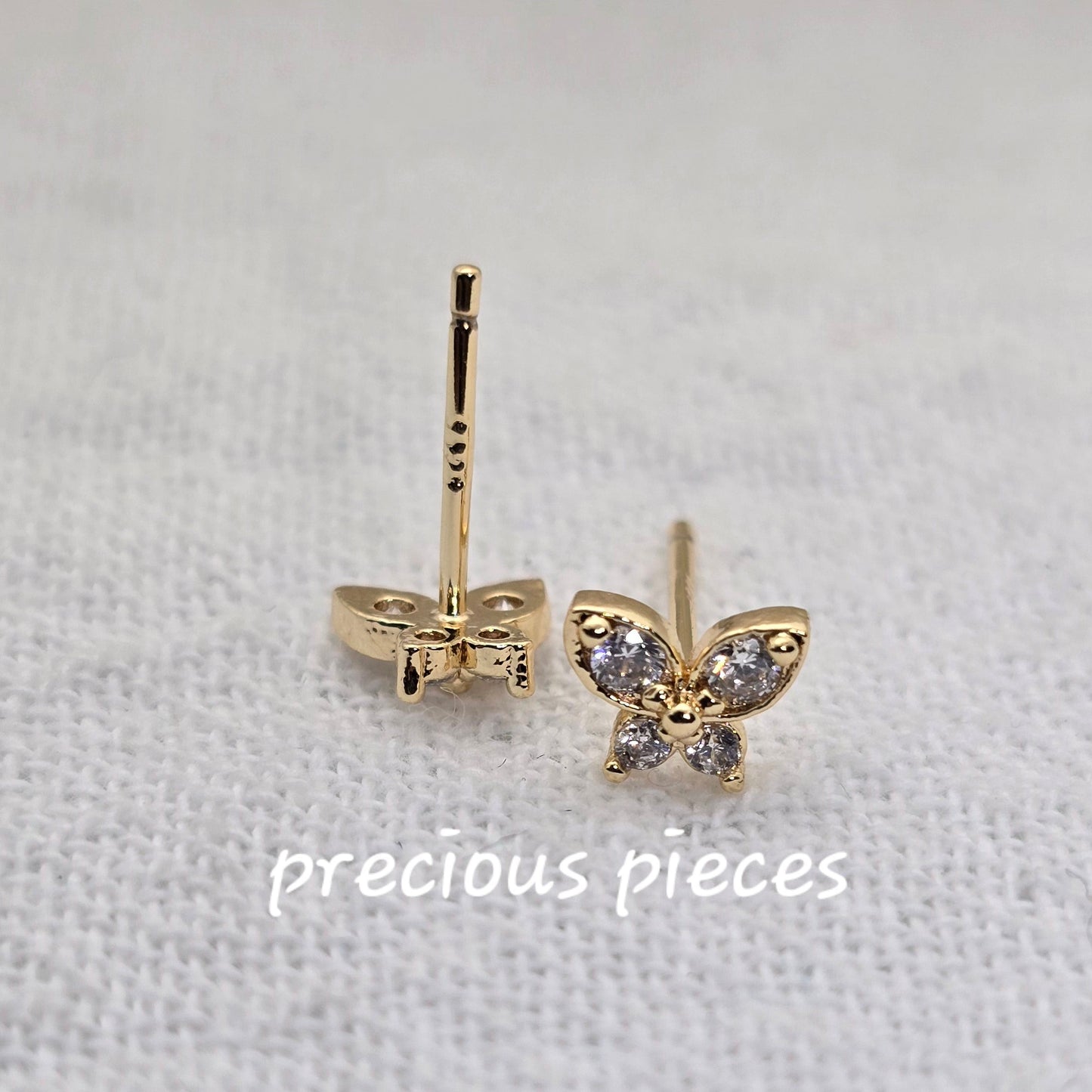 Mini CZ Pavé Dainty Butterfly Stud Earrings