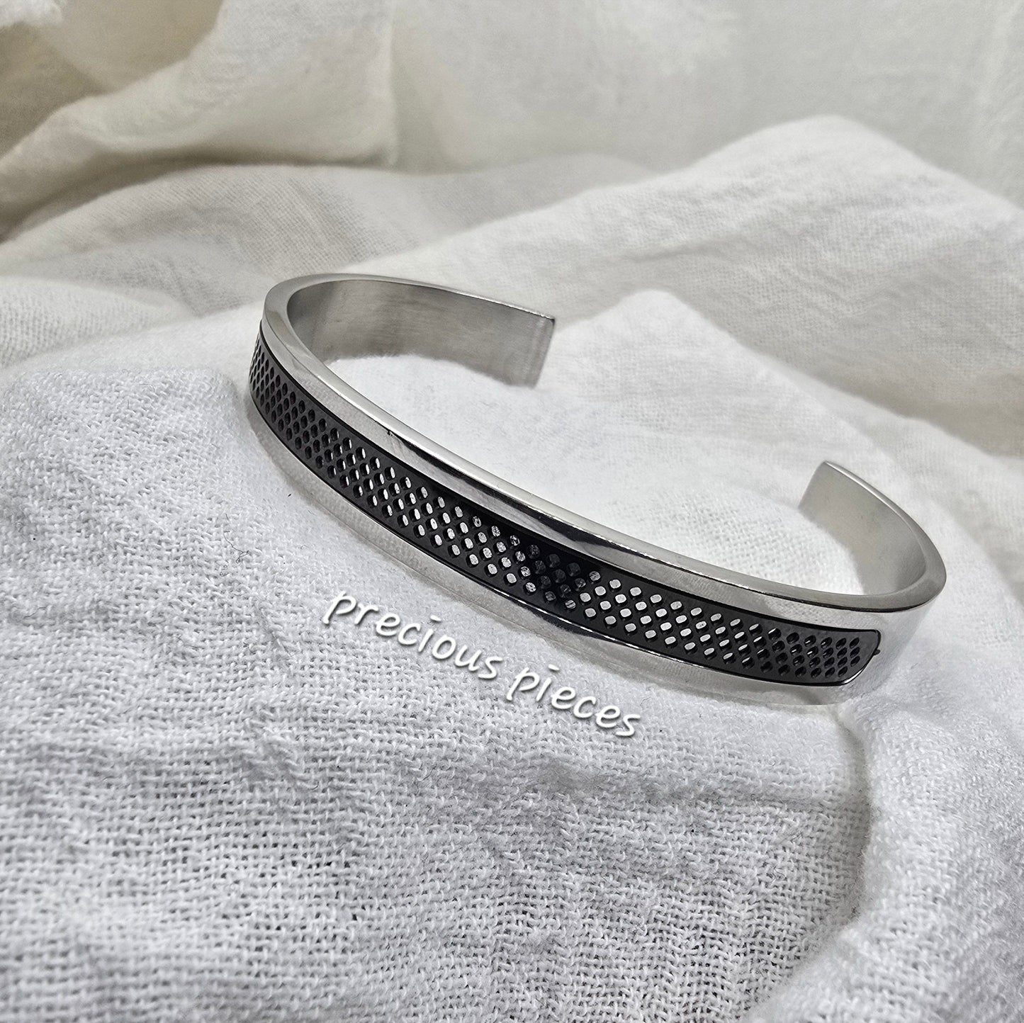 Men's Stainless Steel Hollow Open Bangle Bracelet (click for more options)